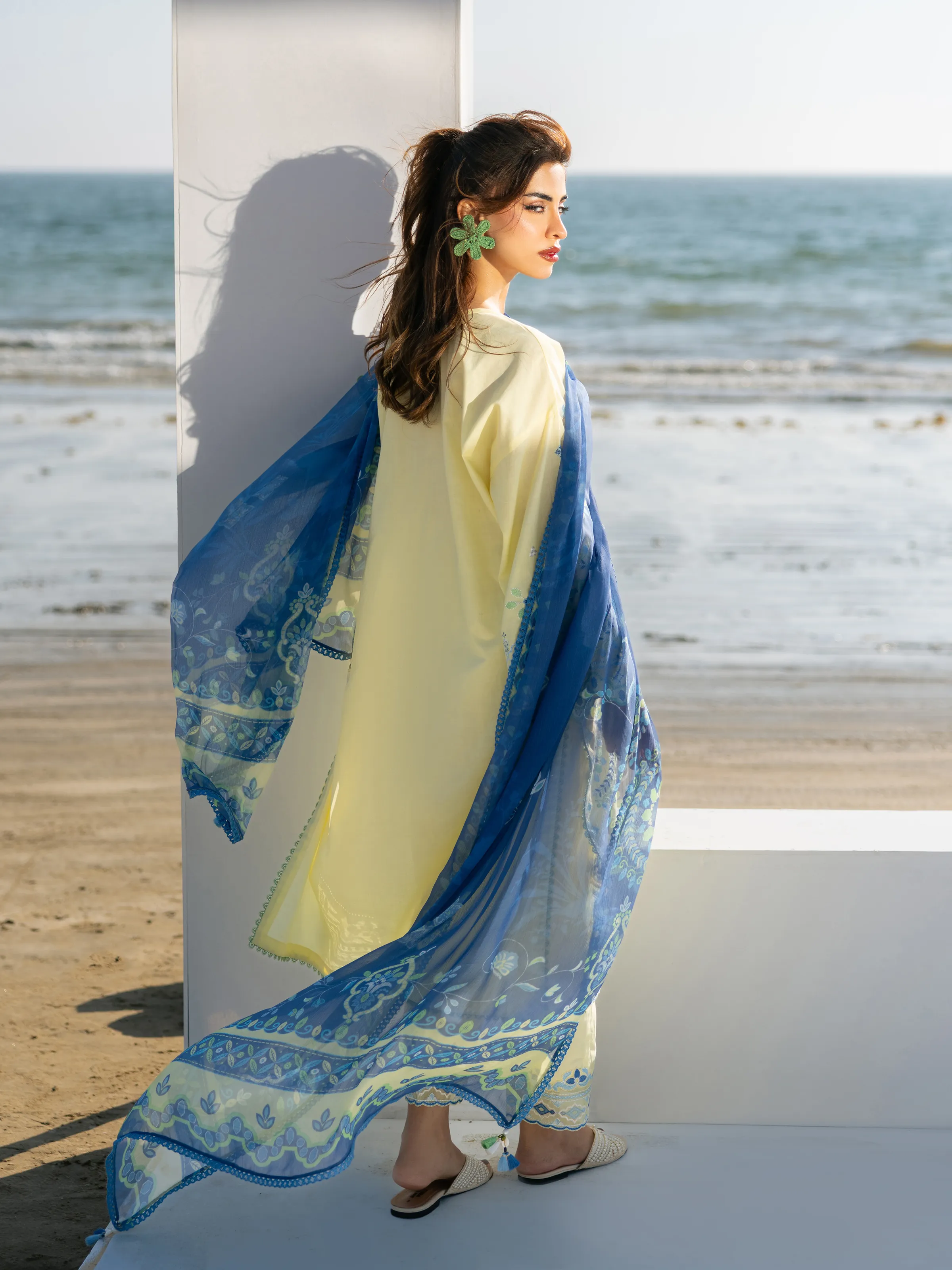 Embroidered Cambric Suit - EWU6V2-33453-3P - Image 6
