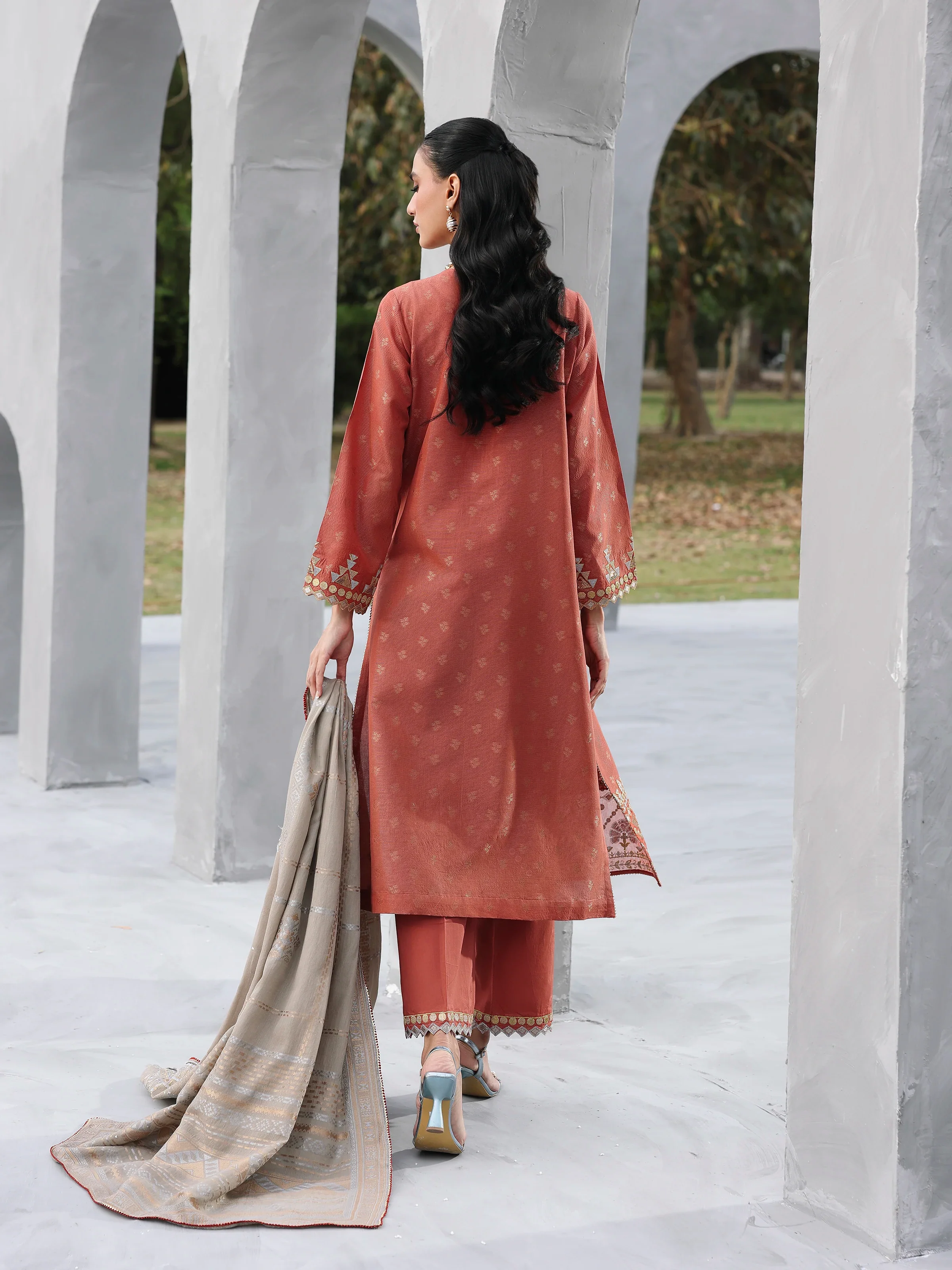 Embroidered Jacquard Suit - EWU6V3-33461-3P - Image 6