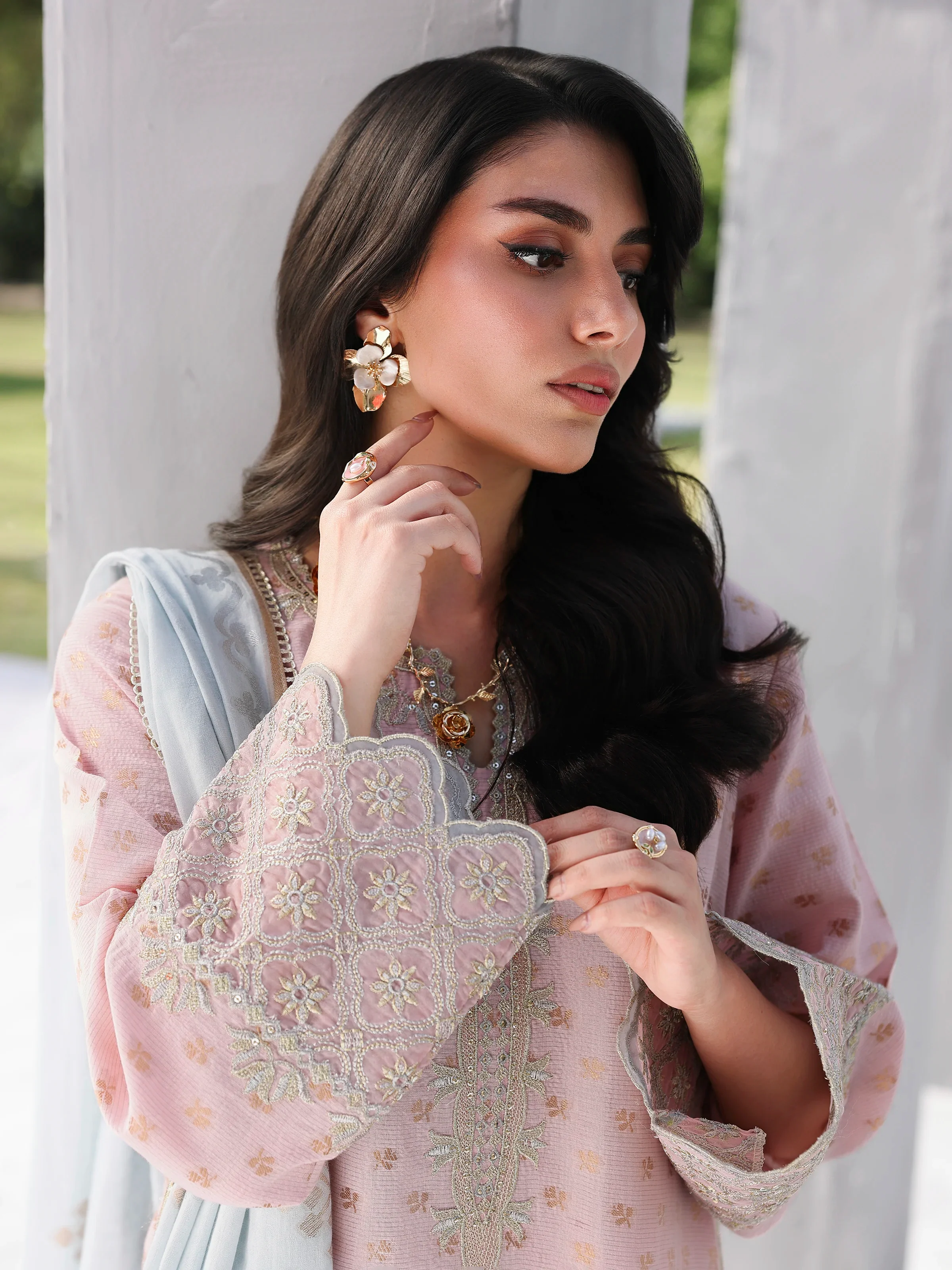 Embroidered Jacquard Suit - EWU6V3-33463-3P - Image 3