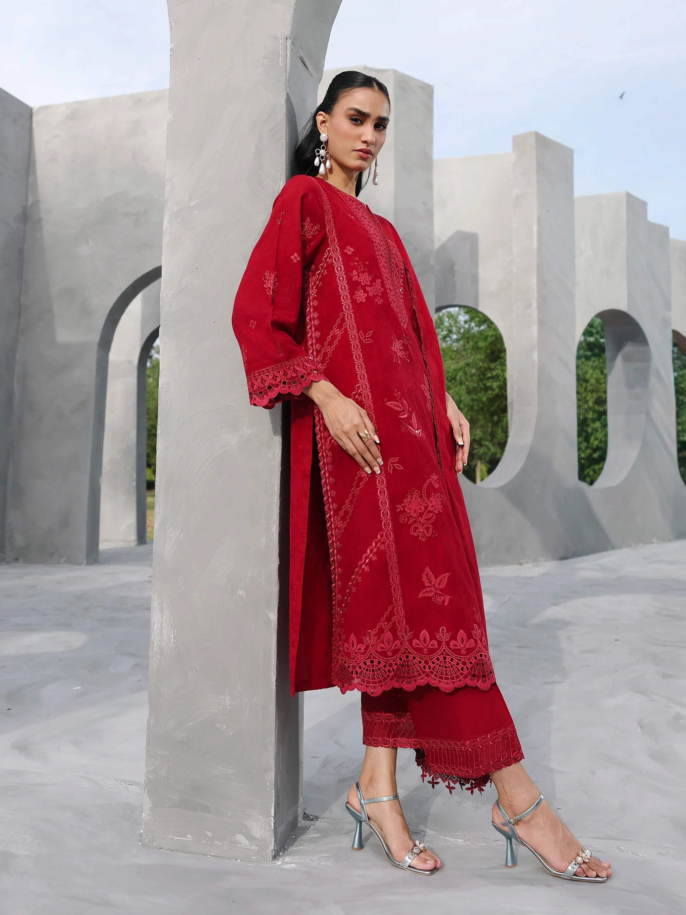 Embroidered Jacquard Suit - EWU6V3-33465-3P - Image 3