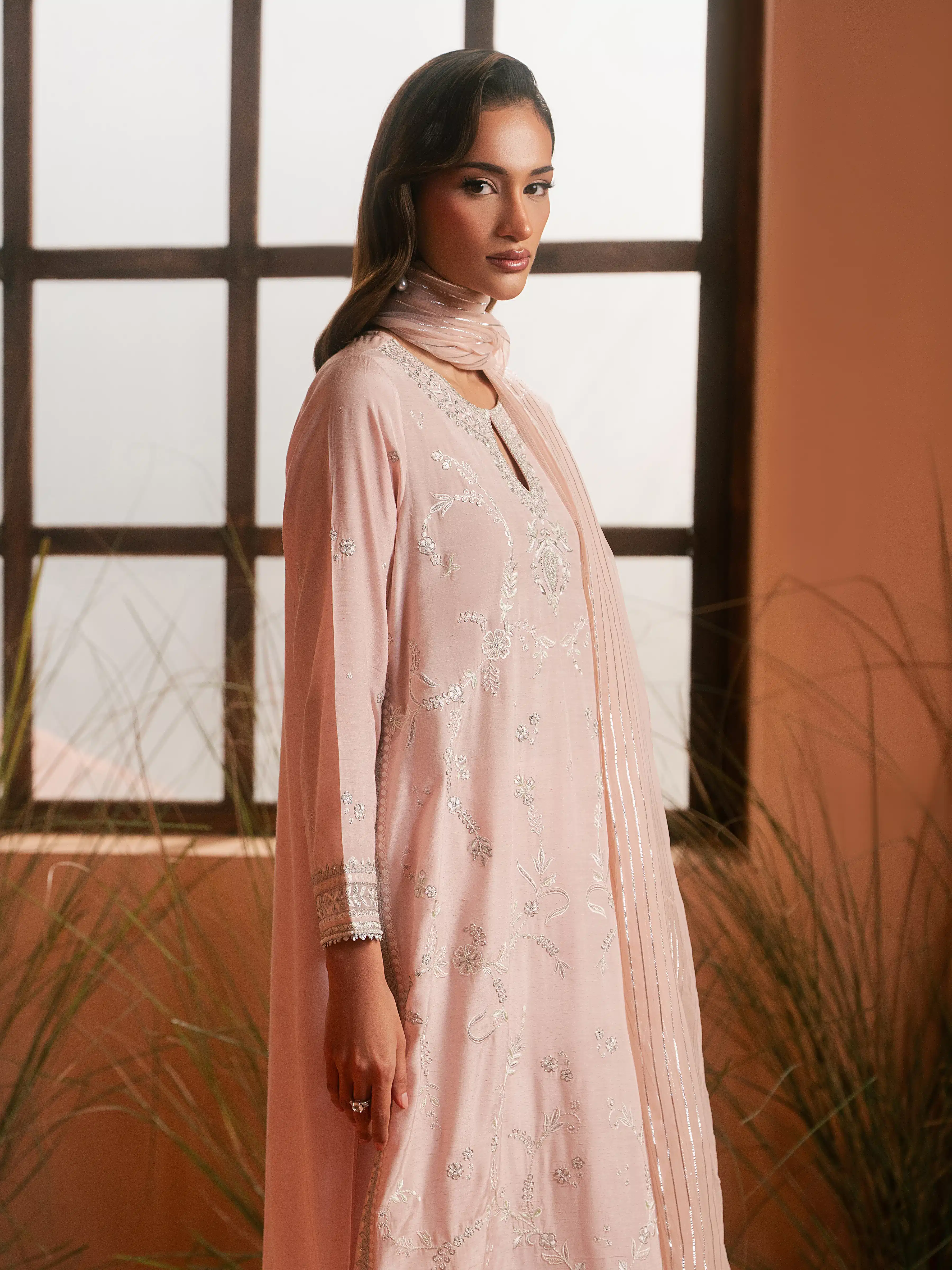 Embroidered Karandi Suit - EWU6V22-32092-3P - Image 5