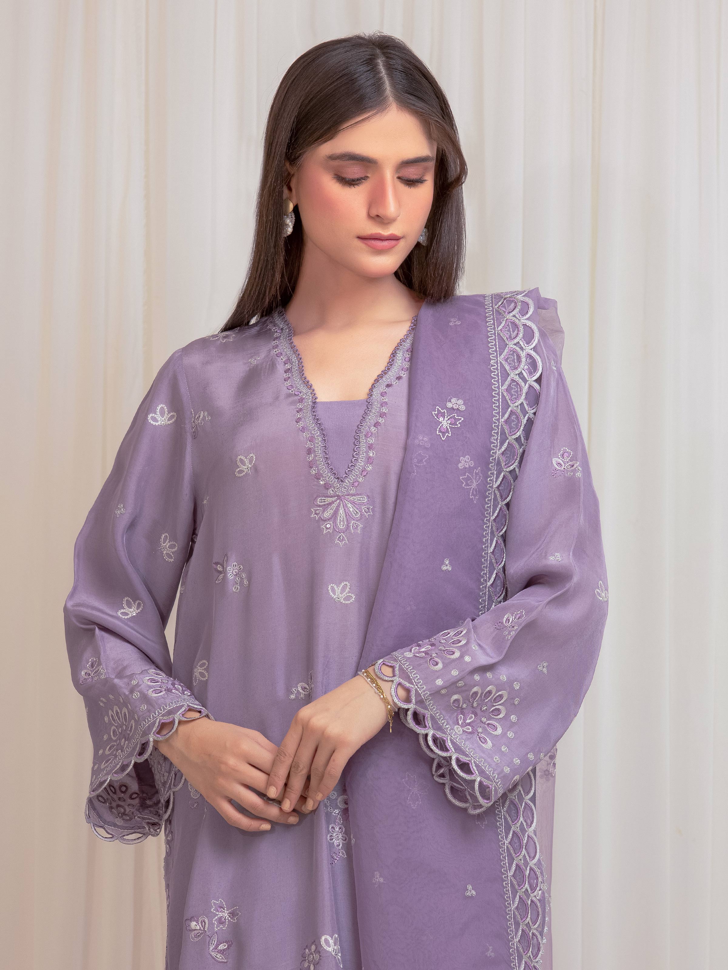 Embroidered Silk Suit - EWU6V24-32100-3P - Image 2
