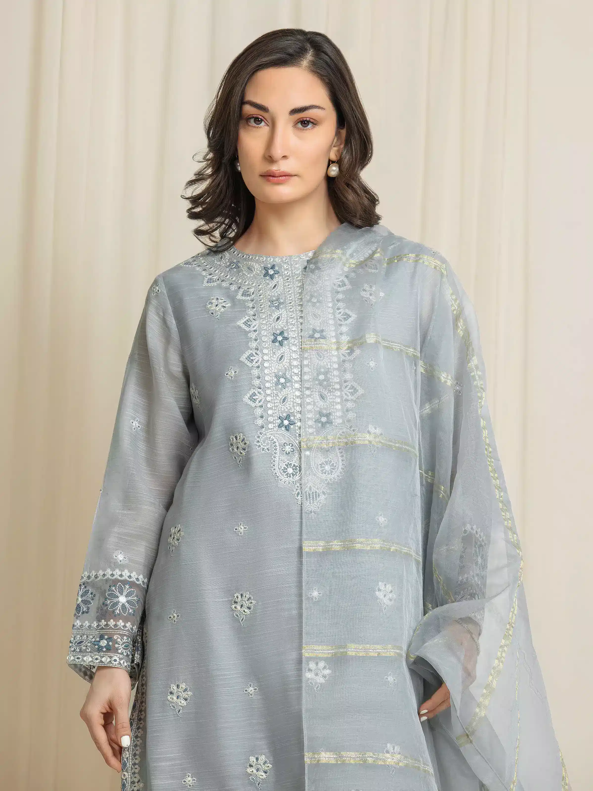 Embroidered Munar Suit - EWU6V21-32061-3P - Image 2