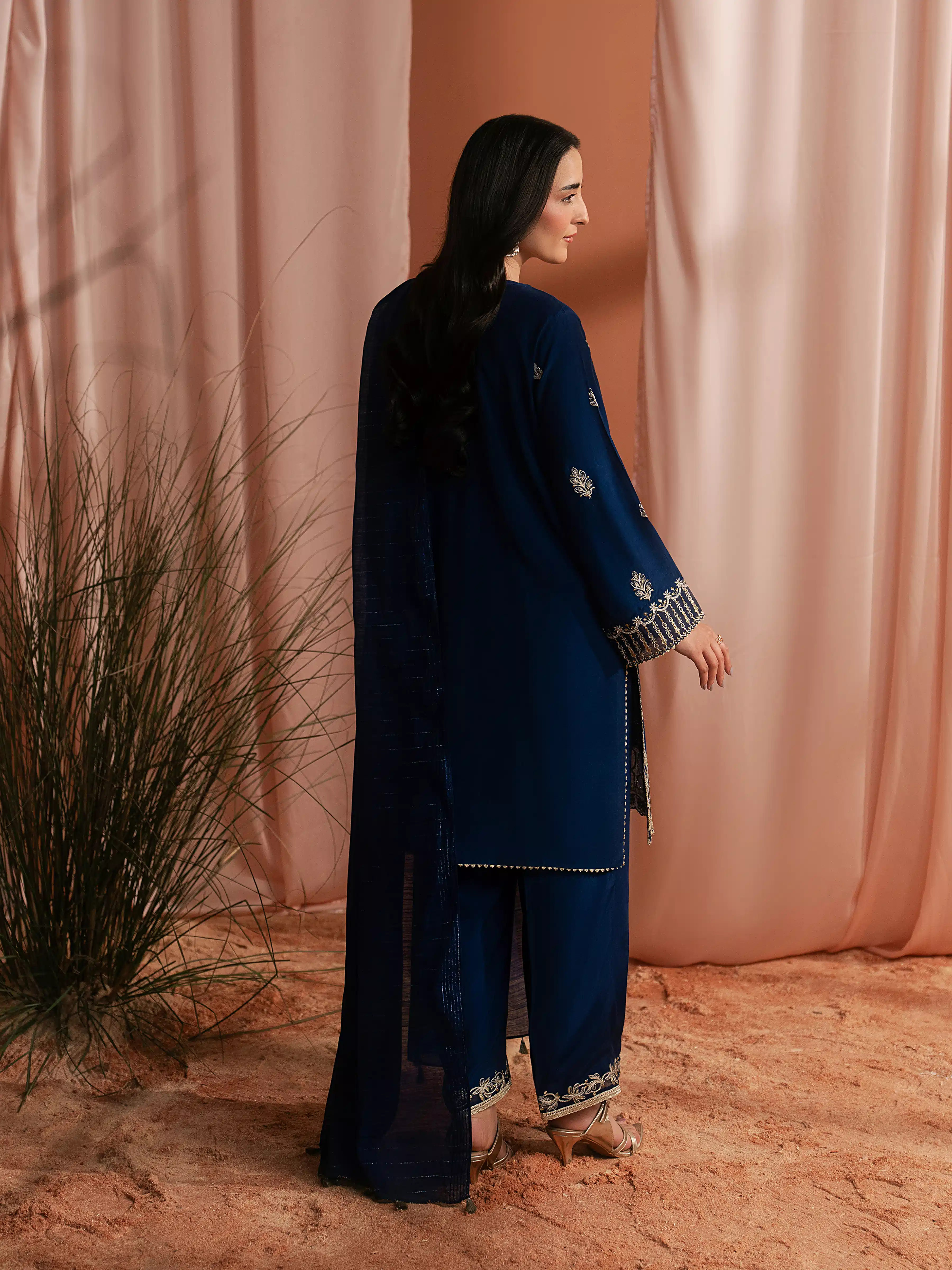 Embroidered Silk Suit - EWU6V16-32096-3P - Image 6