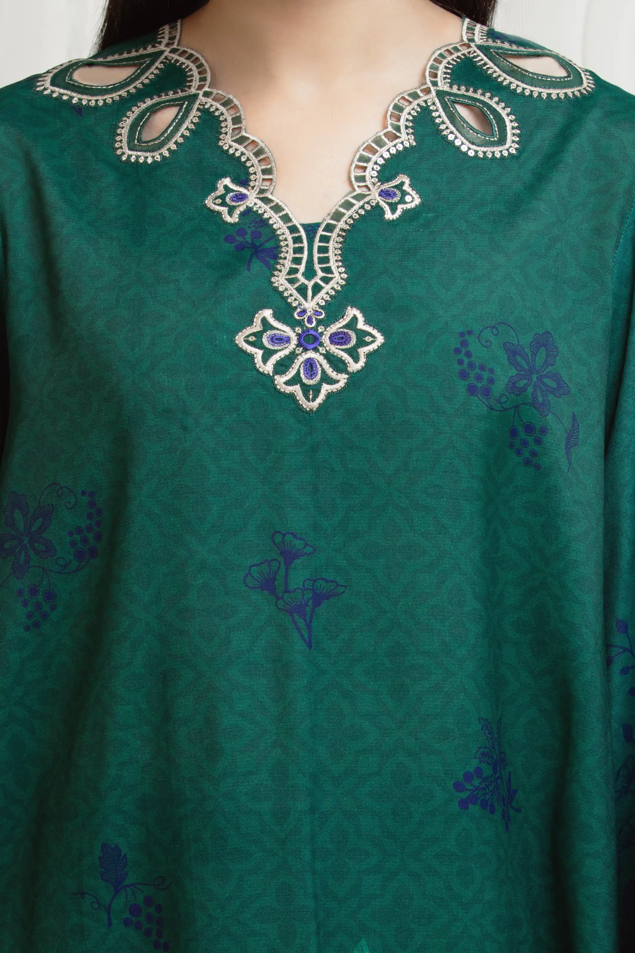 Embroidered Raw Silk Suit - EWU6V16-33531-3P - Image 3
