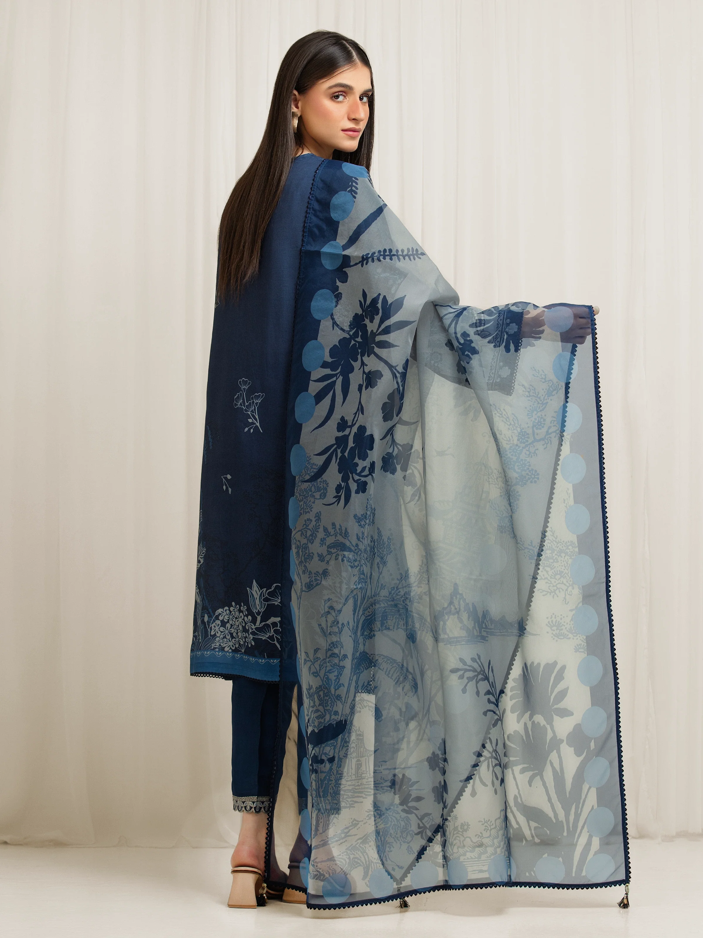Embroidered Raw Silk Suit - EWU6V16-33532-3P - Image 6