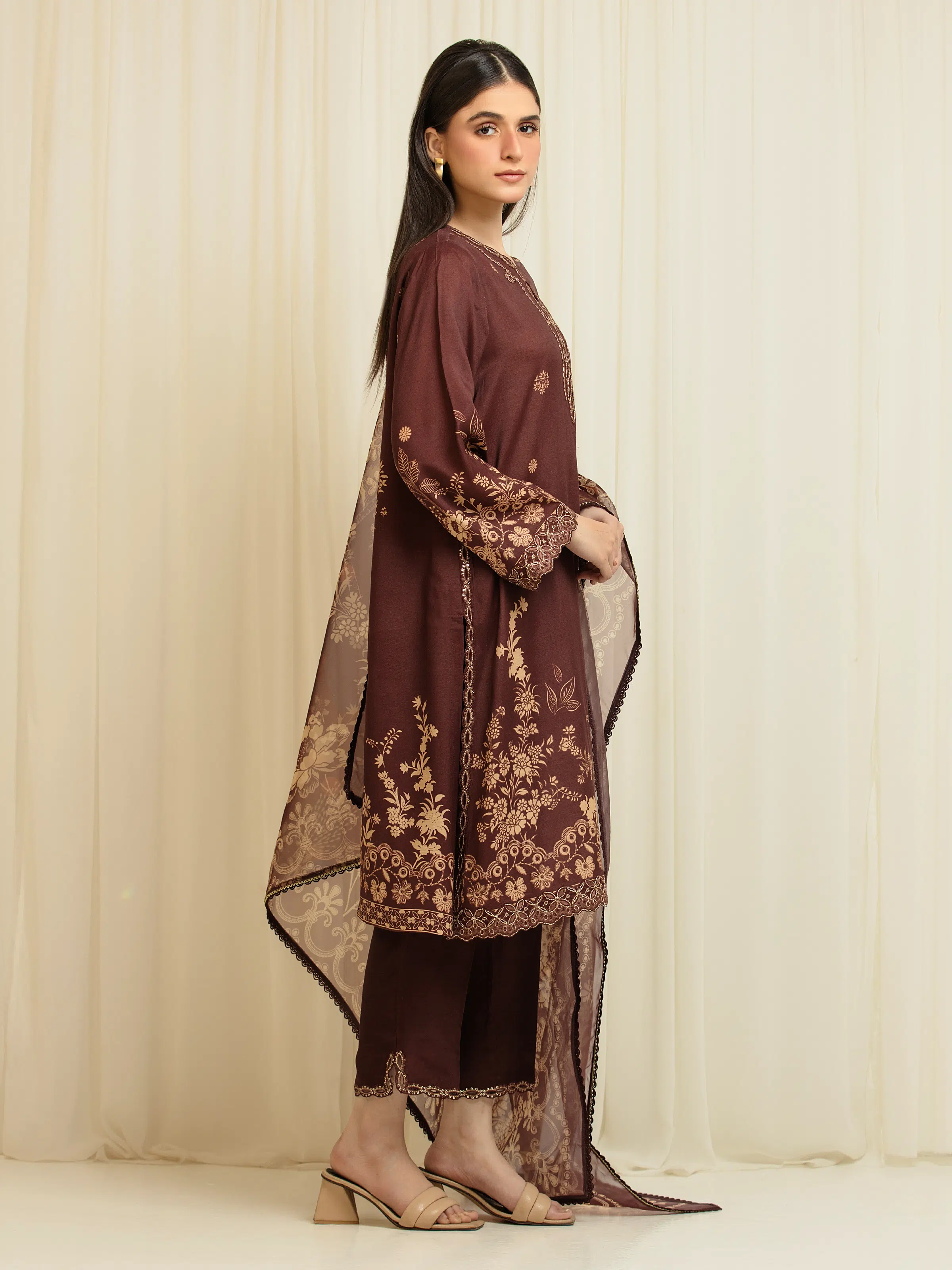 Embroidered Silk Suit - EWU6V16-33538-3P - Image 5