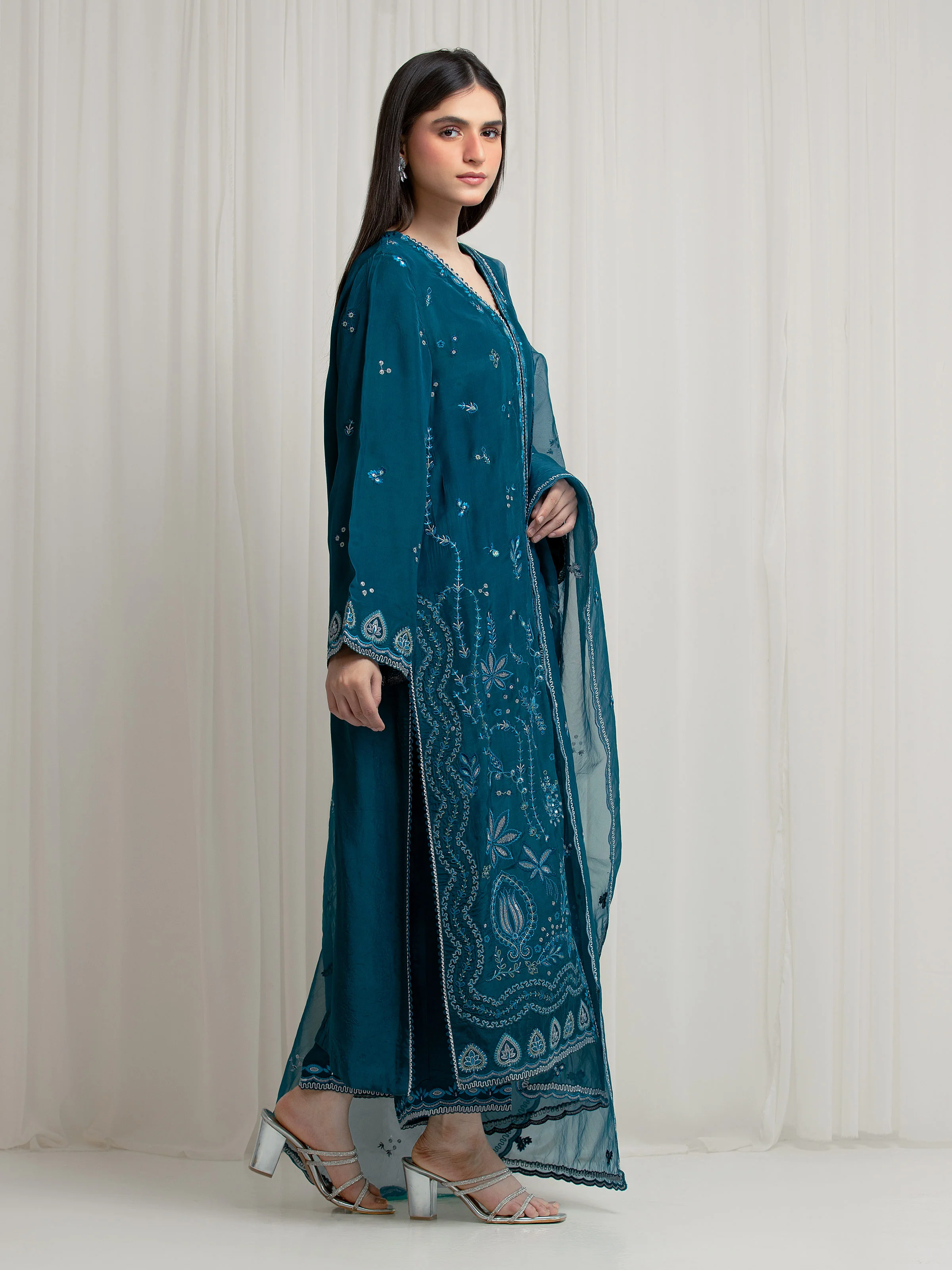 Embroidered Silk Suit - EWU6V24-32104-3P - Image 5