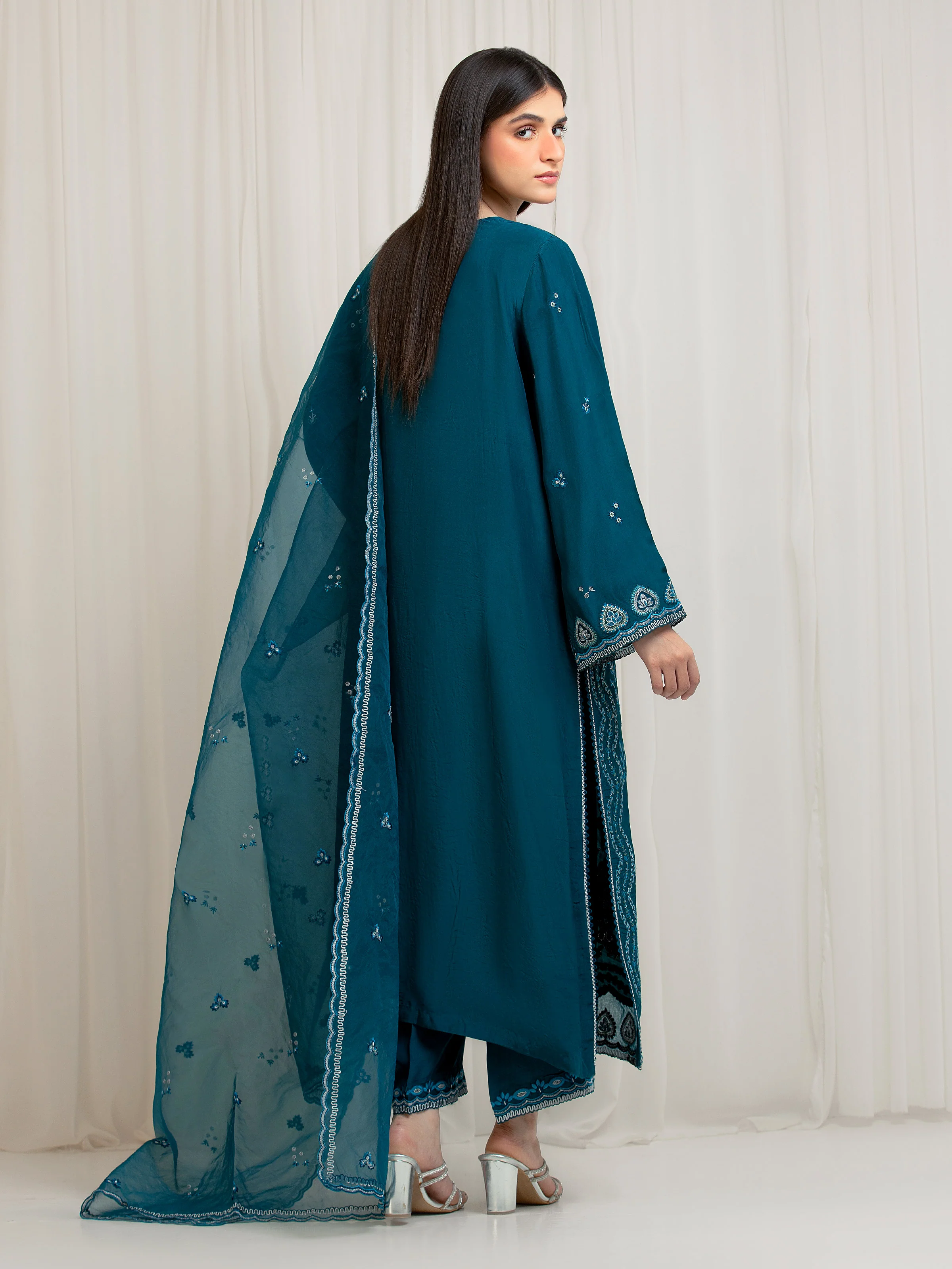 Embroidered Silk Suit - EWU6V24-32104-3P - Image 6