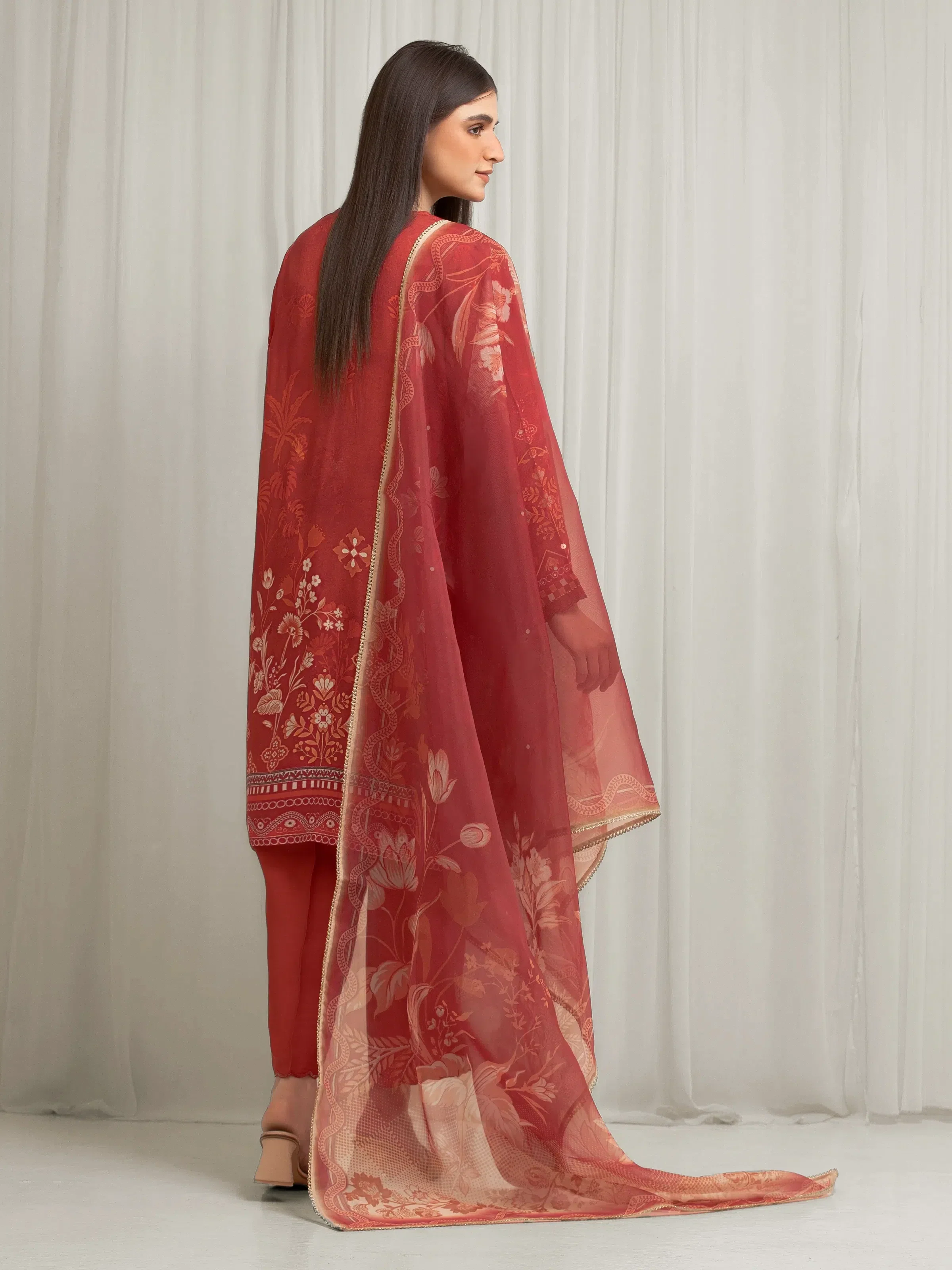 Embroidered Raw Silk Suit - EWU6V16-33537-3P - Image 5