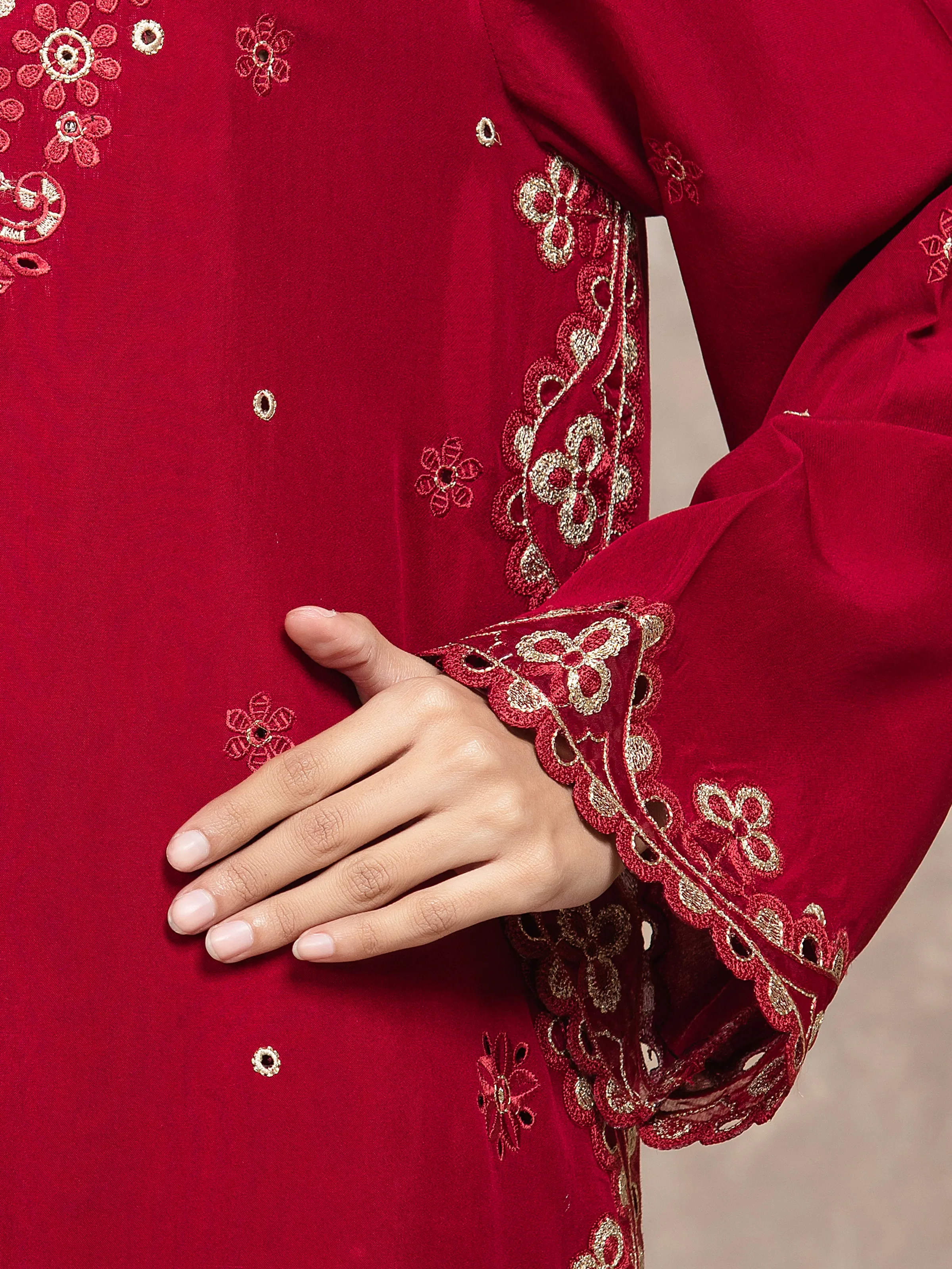 Embroidered Viscose Suit - EWU5V19-32048-3P - Image 3