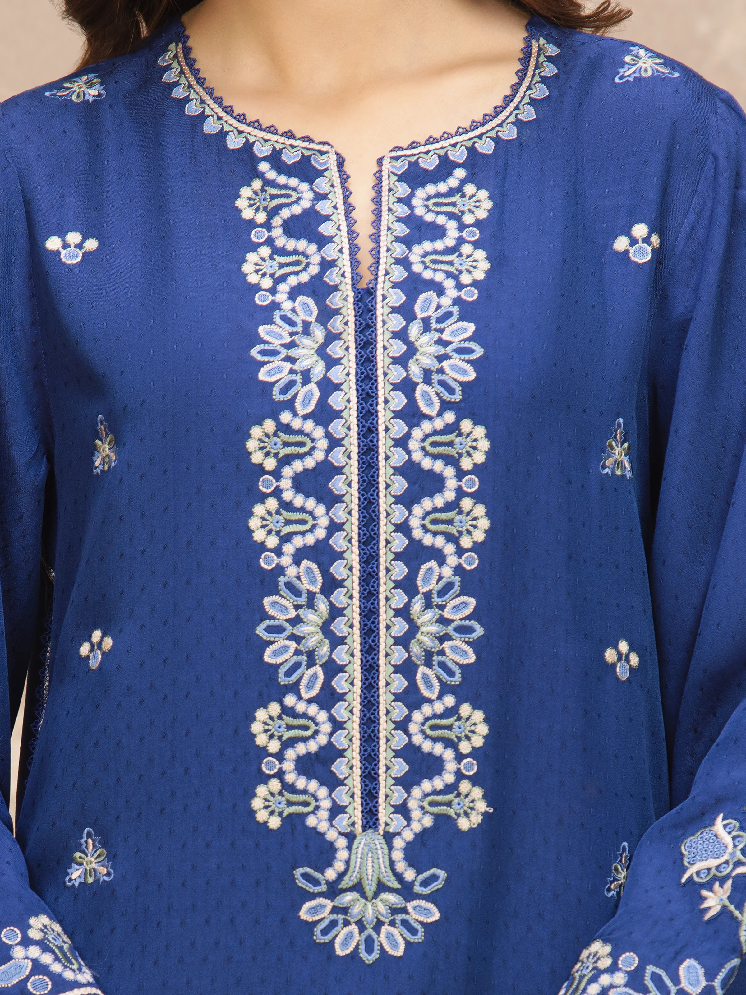 Embroidered Viscose Suit - EWU5V19-32033-3P - Image 4