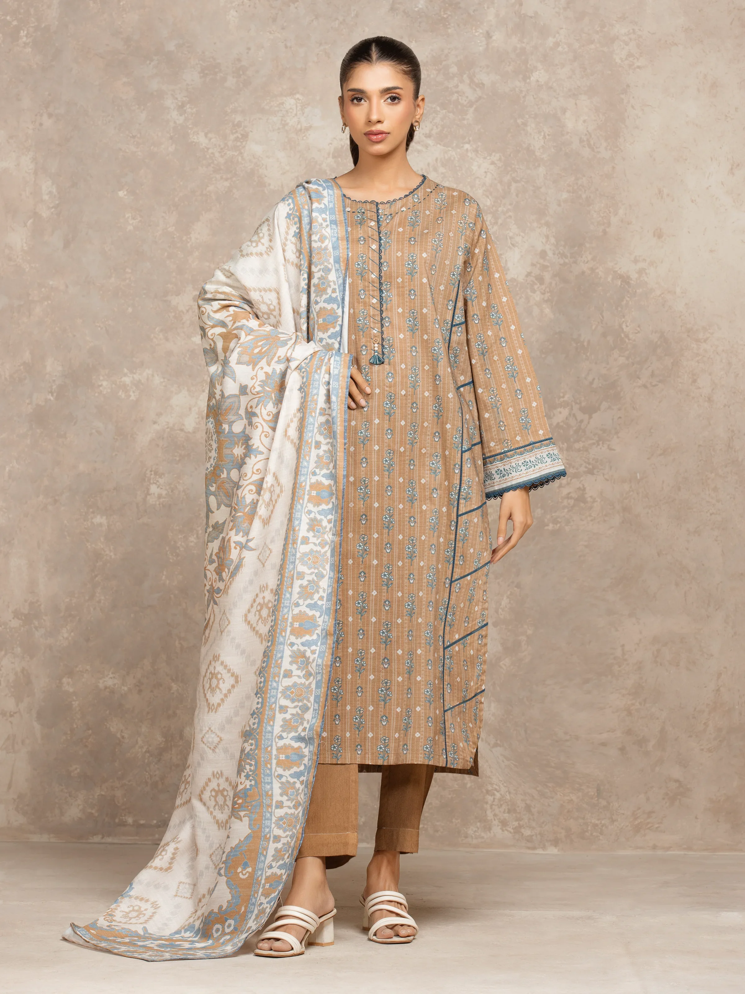 Printed Khaddar Suit - EWU5M3-012-3P