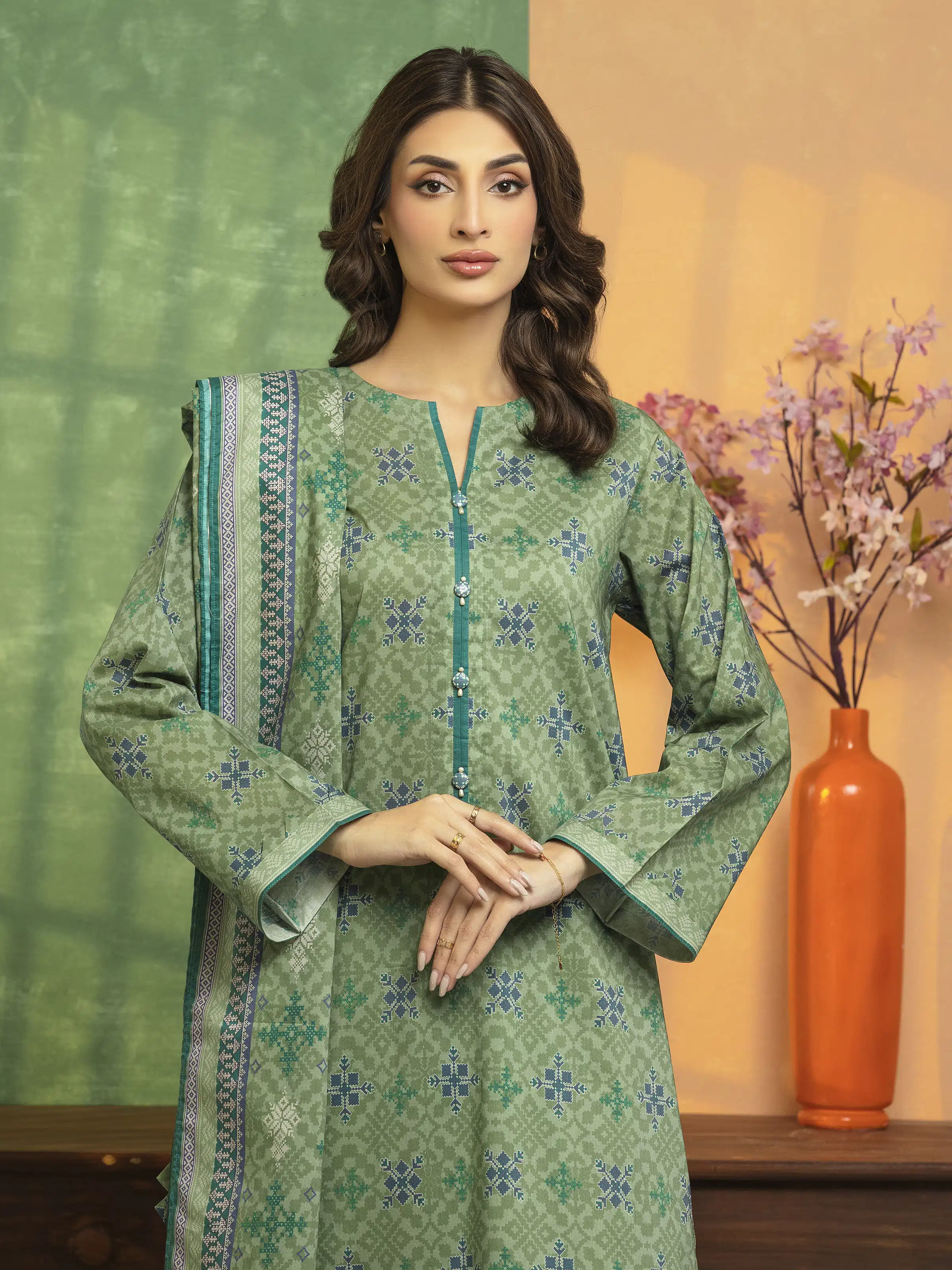 Printed Lawn Suit - EWU5A1-35198-3P - Image 3