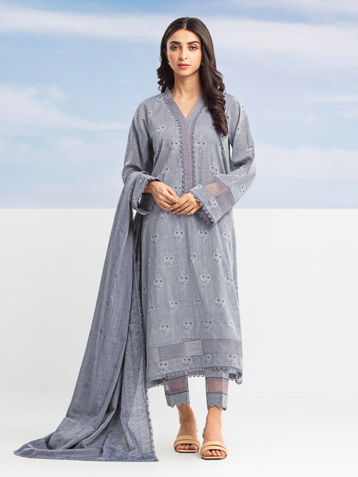 Embroidered Jacquard Suit - EWU24V3-28786-3P - Image 5