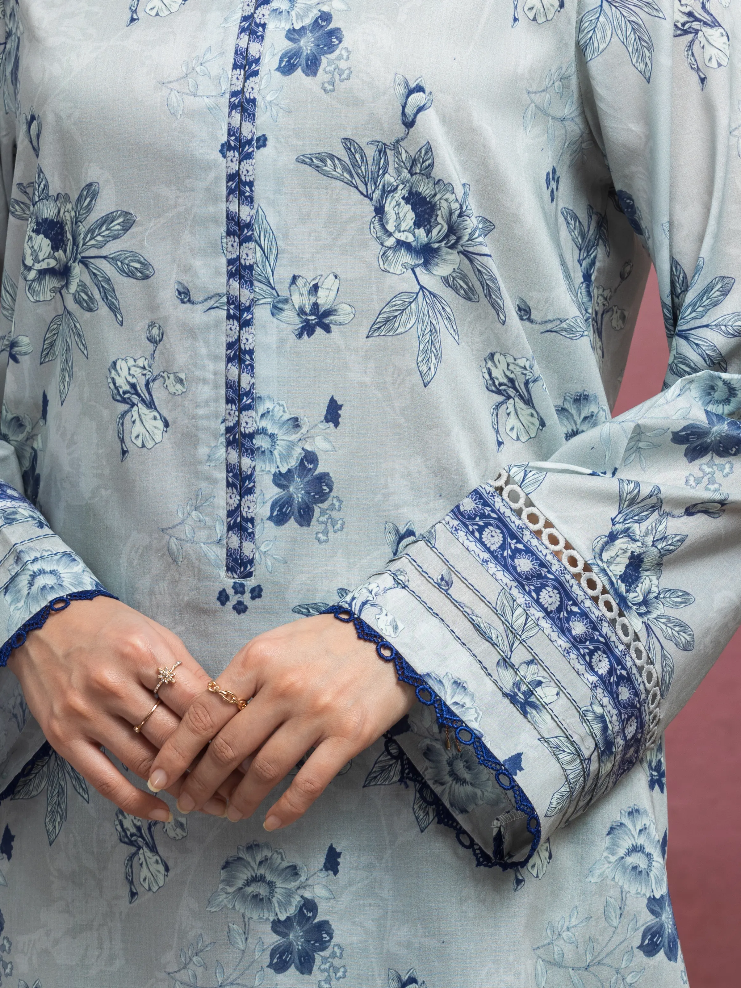Printed Lawn Suit - EWU5A1-35063-3P - Image 4