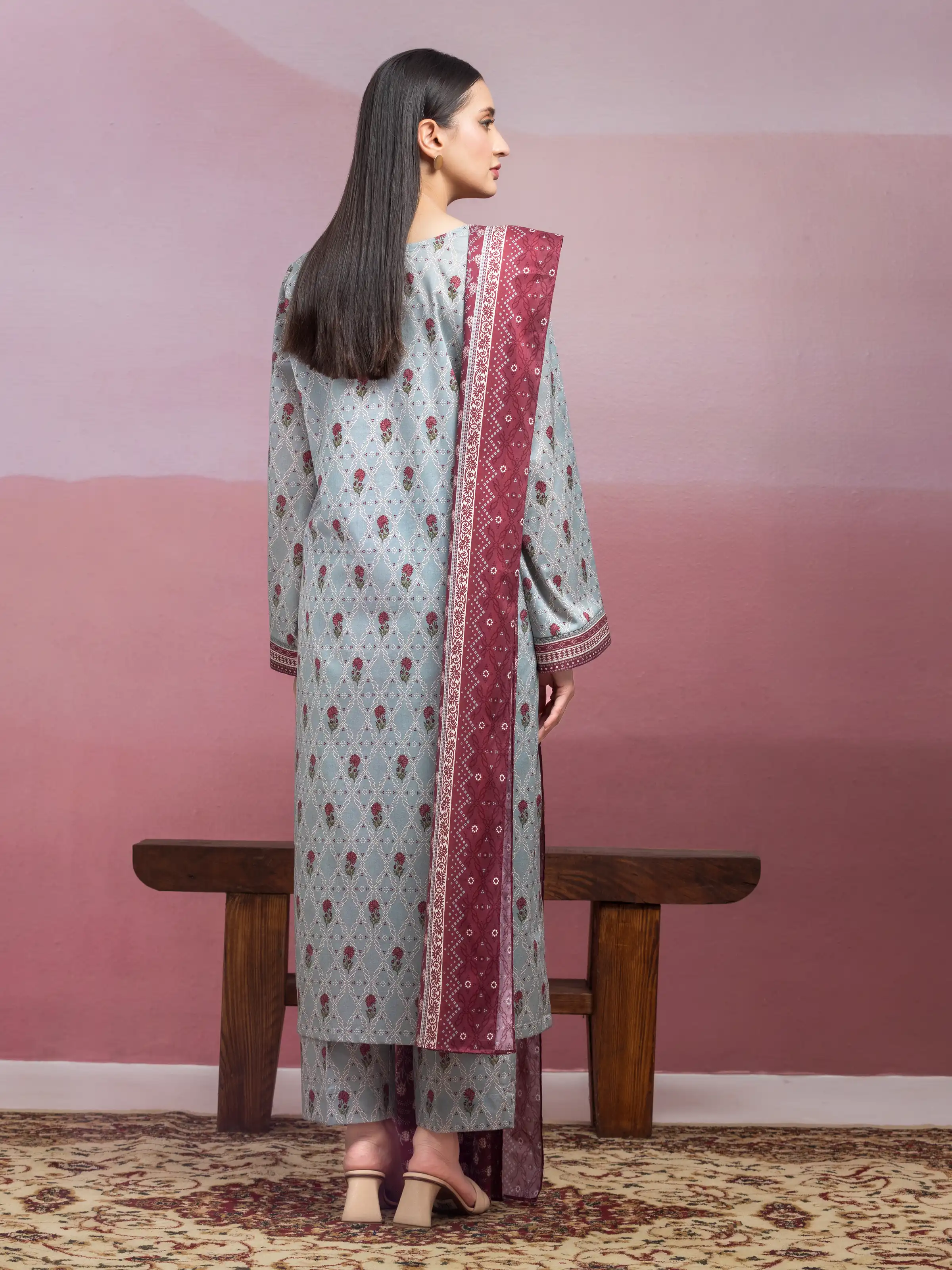 Printed Lawn Suit - EWU5A1-35068-3P - Image 2