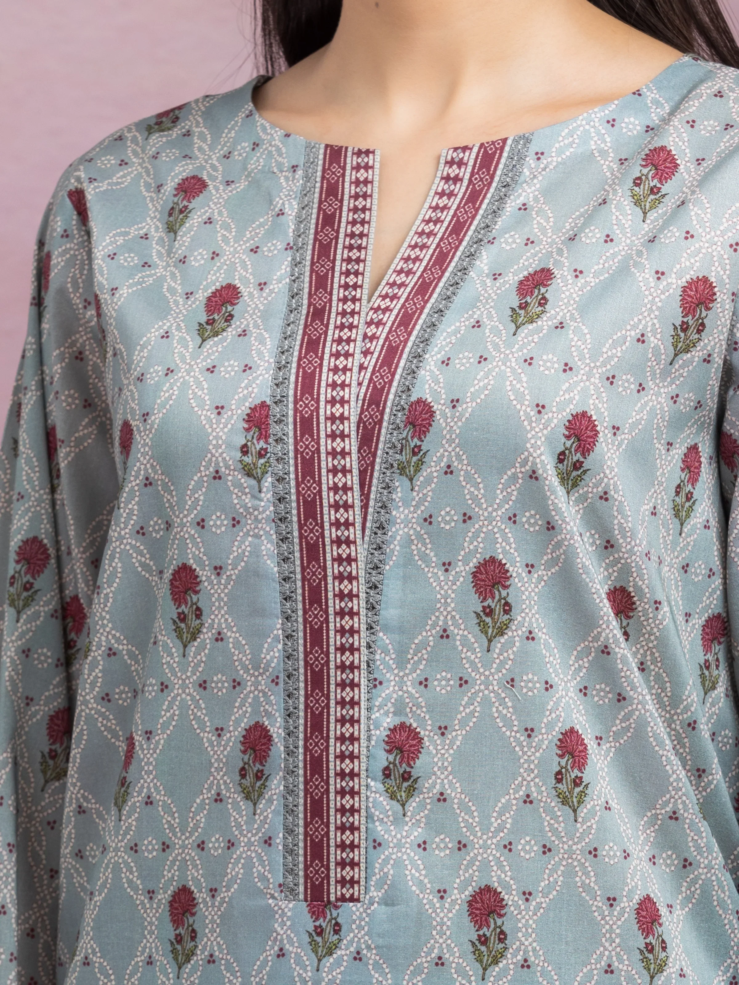 Printed Lawn Suit - EWU5A1-35068-3P - Image 3