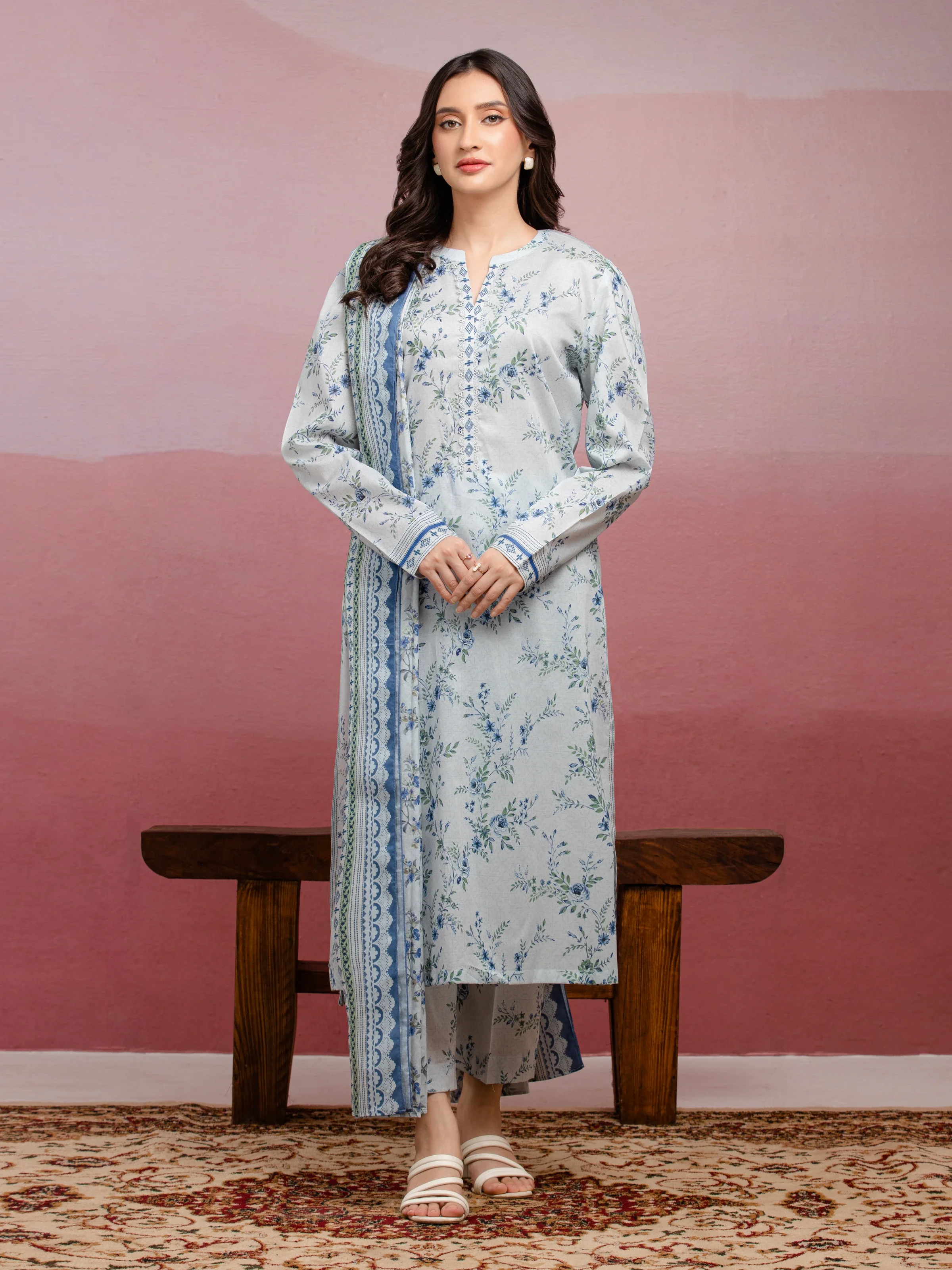 Printed Lawn Suit - EWU5A1-35040-3P