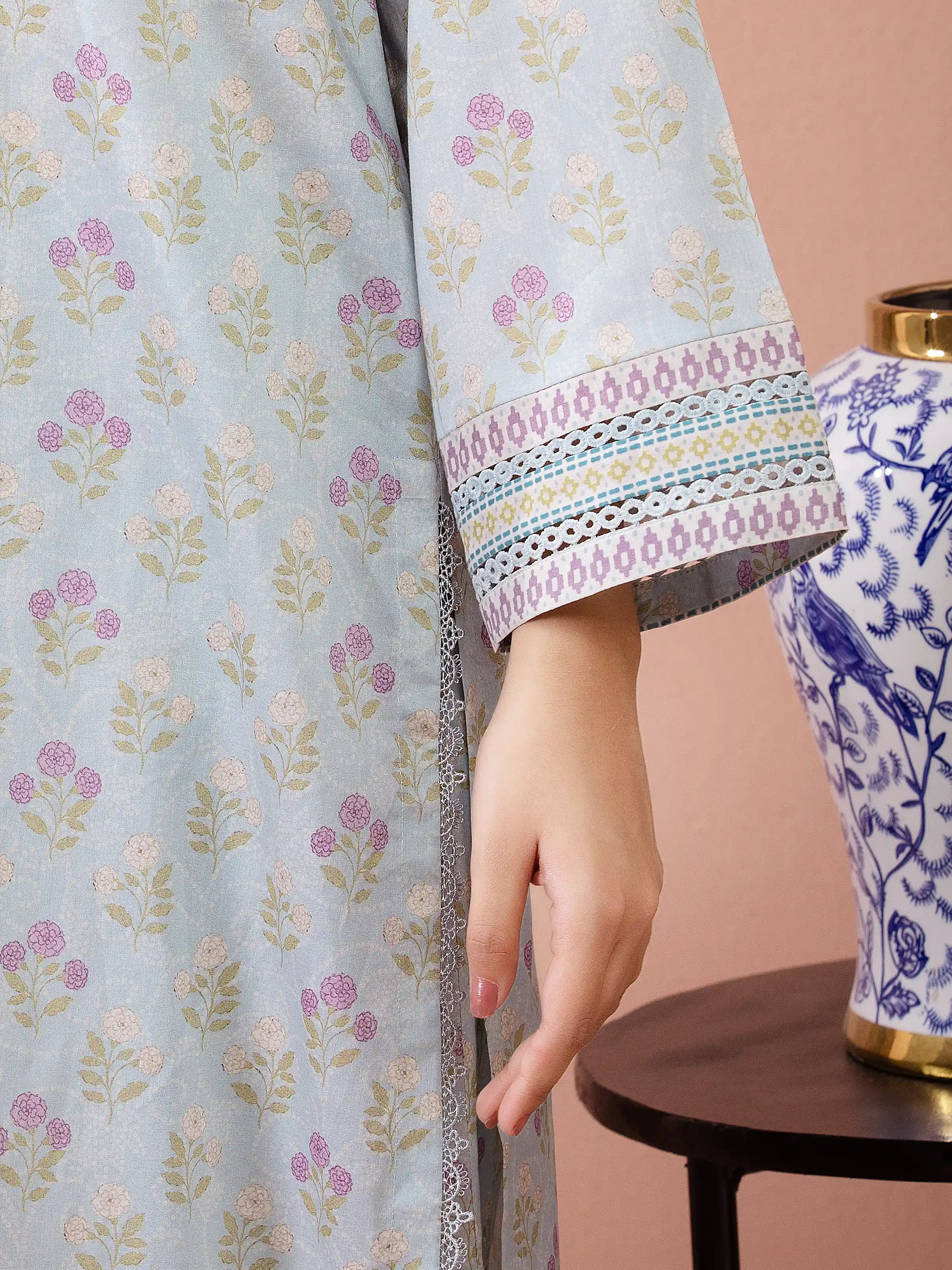 Printed Lawn Suit - EWU5A1-35643-3P - Image 4