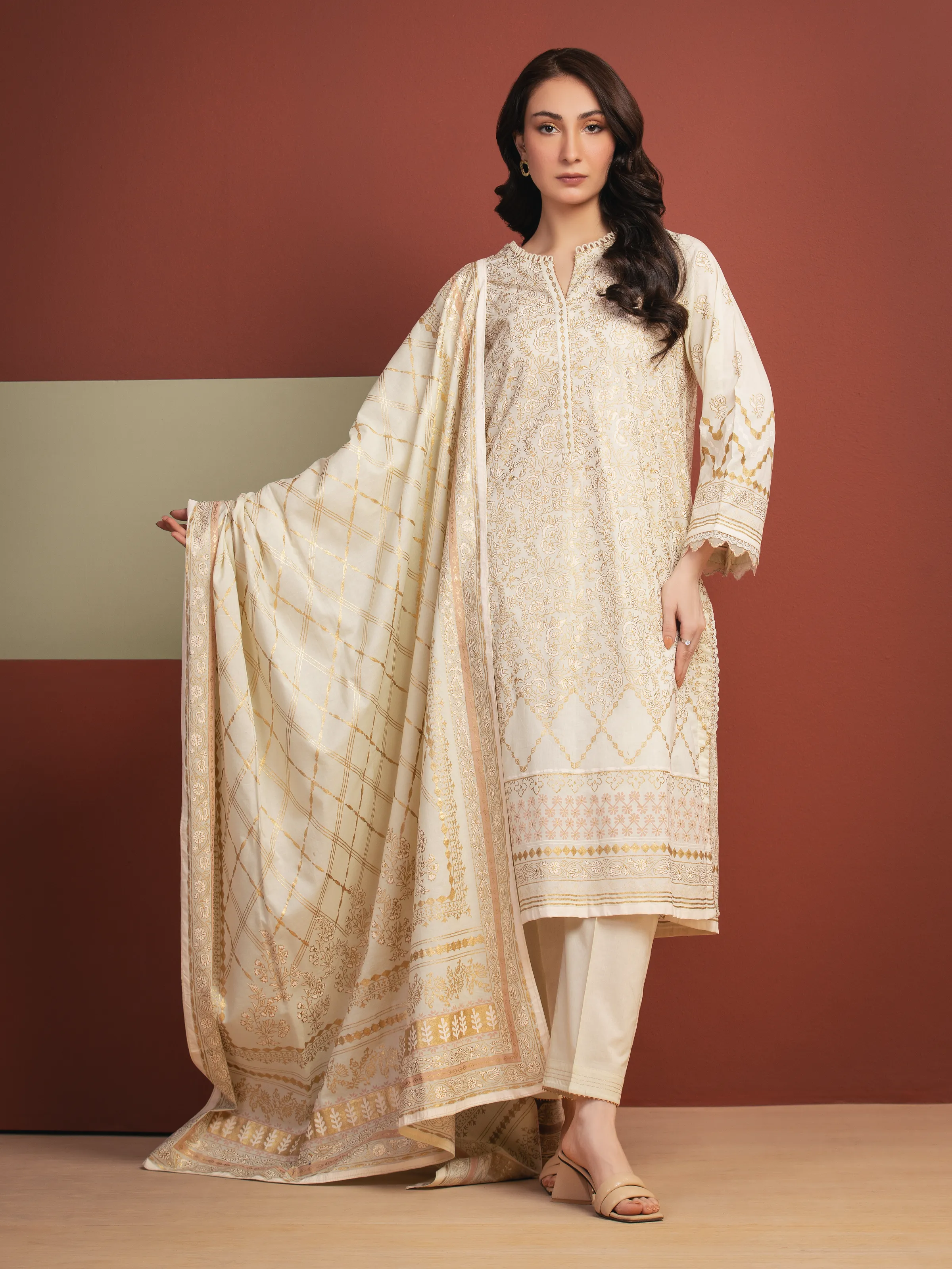 Block Print Cambric Suit - EWU5M1-036-3P