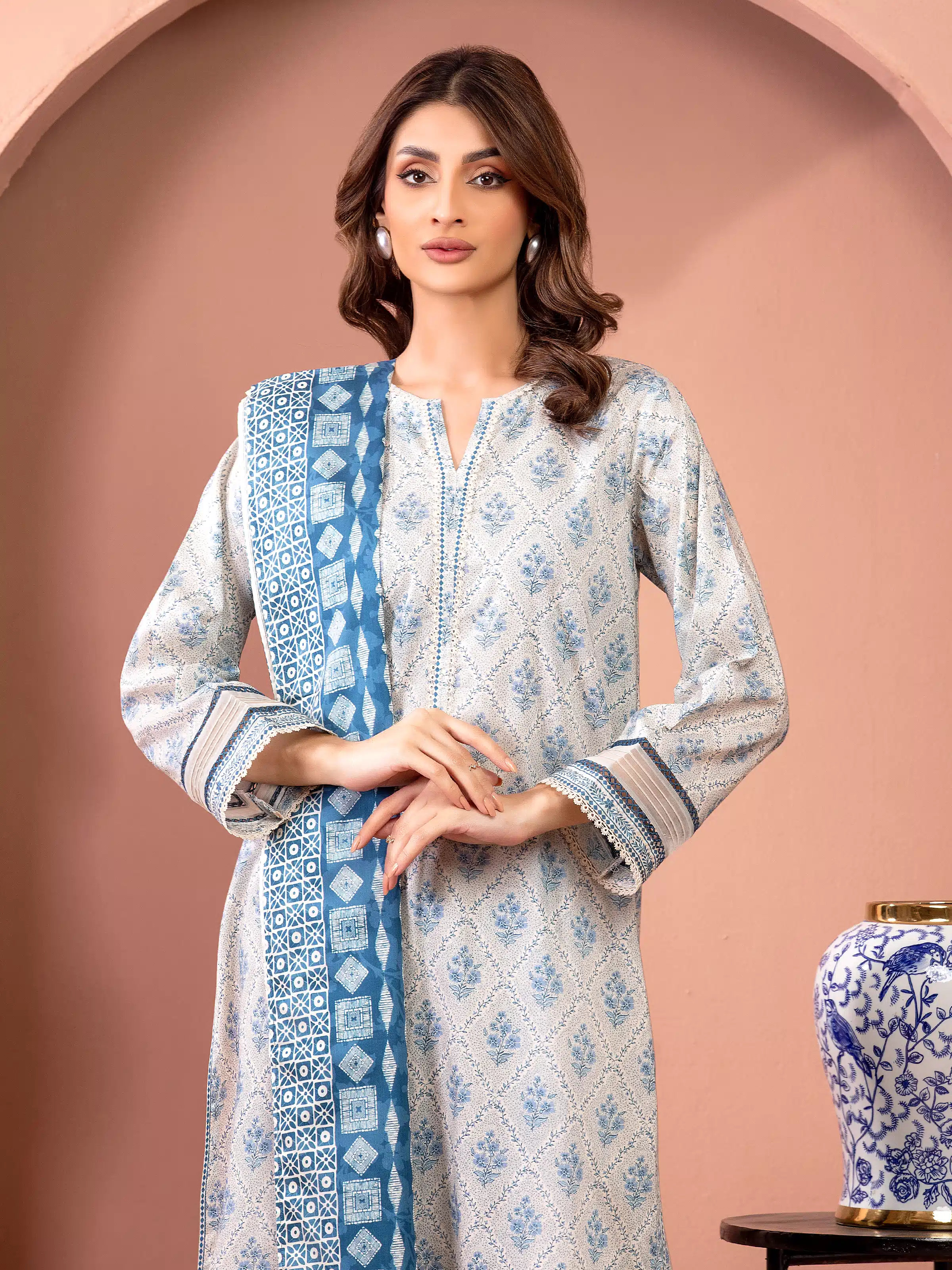Printed Lawn Suit - EWU5A1-35132-3P - Image 2