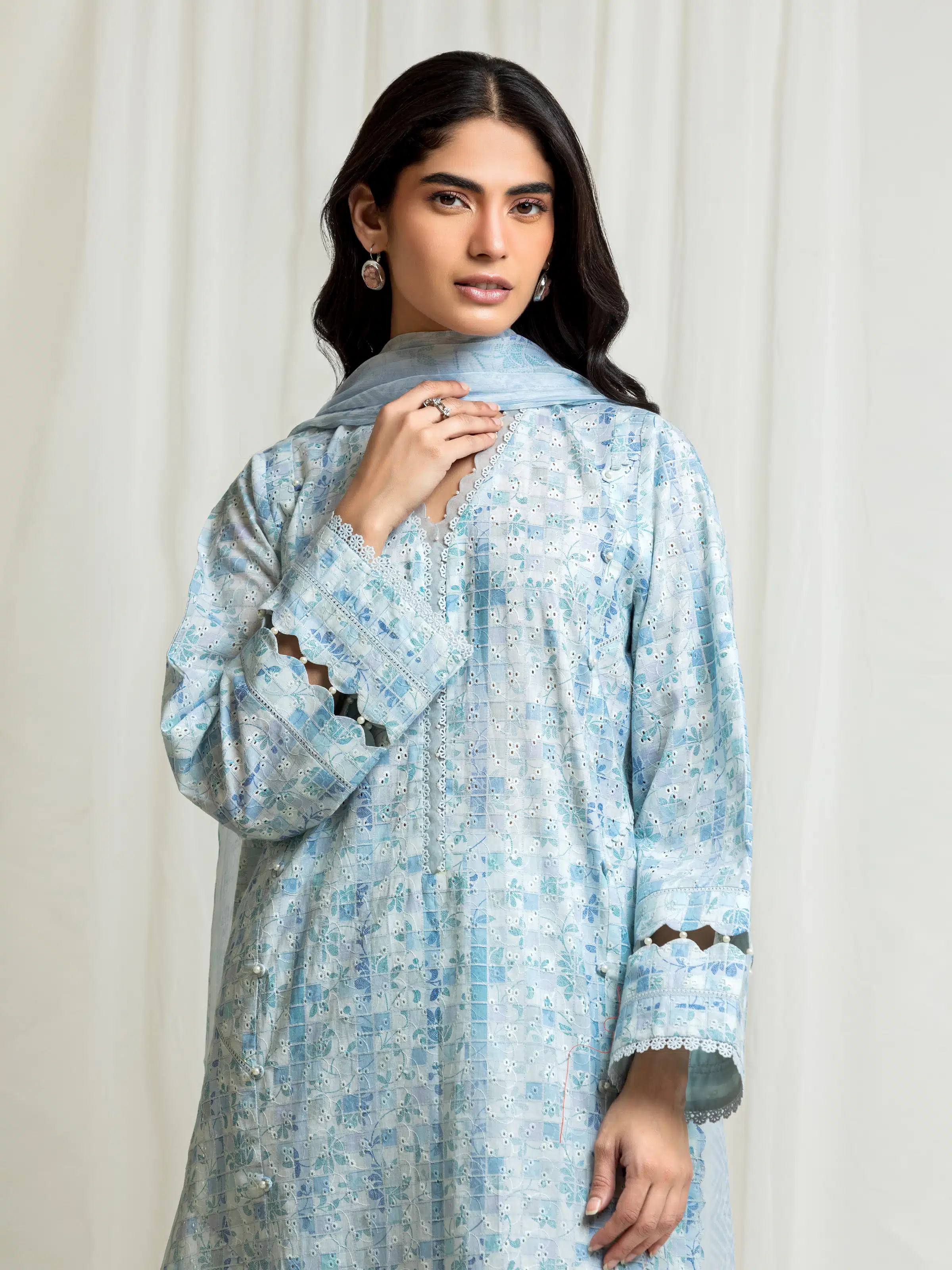Embroidered Cambric Suit - EWU6V2-33508-3P - Image 2