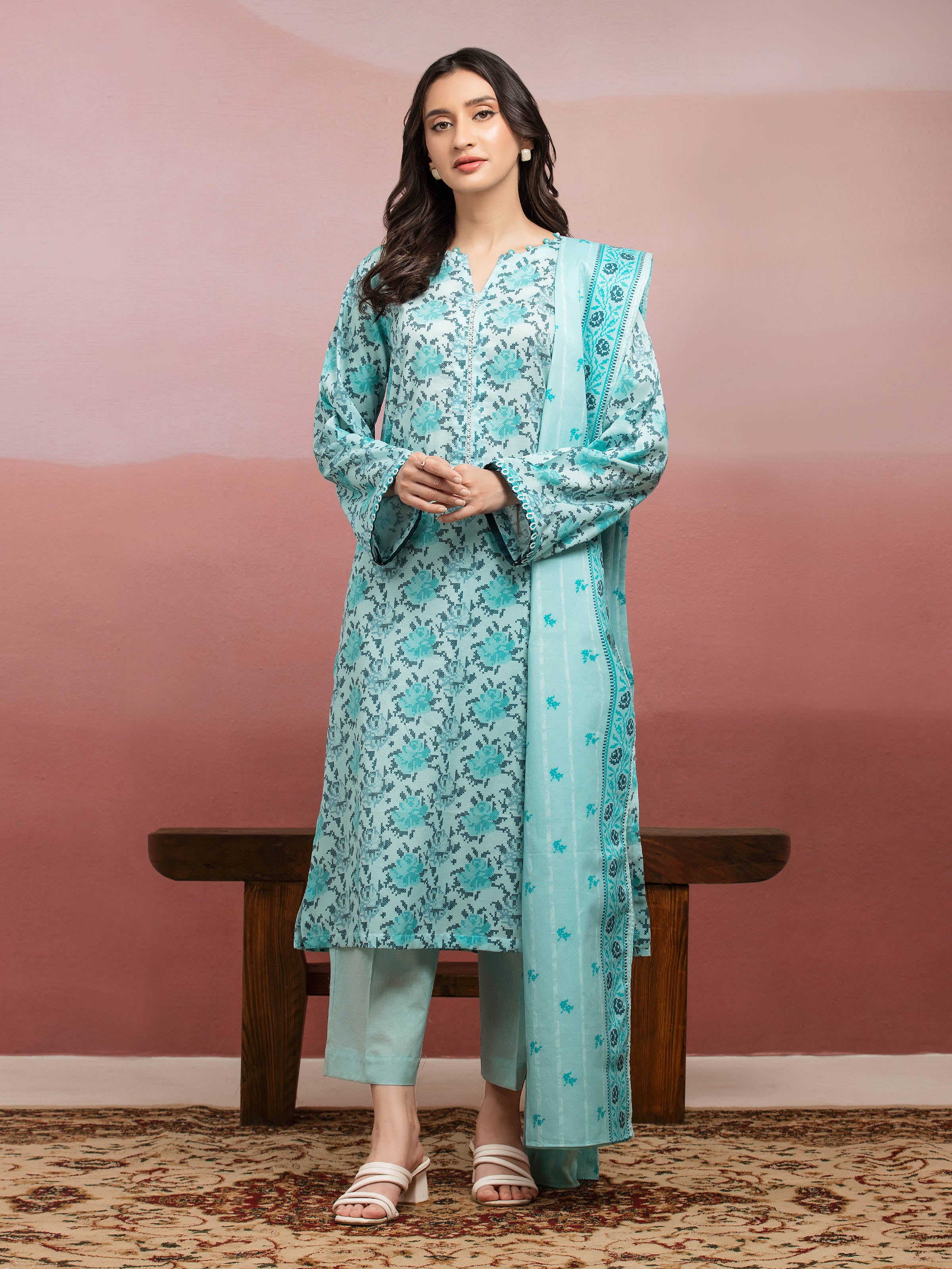 Printed Lawn Suit - EWU5A1-35229-3P