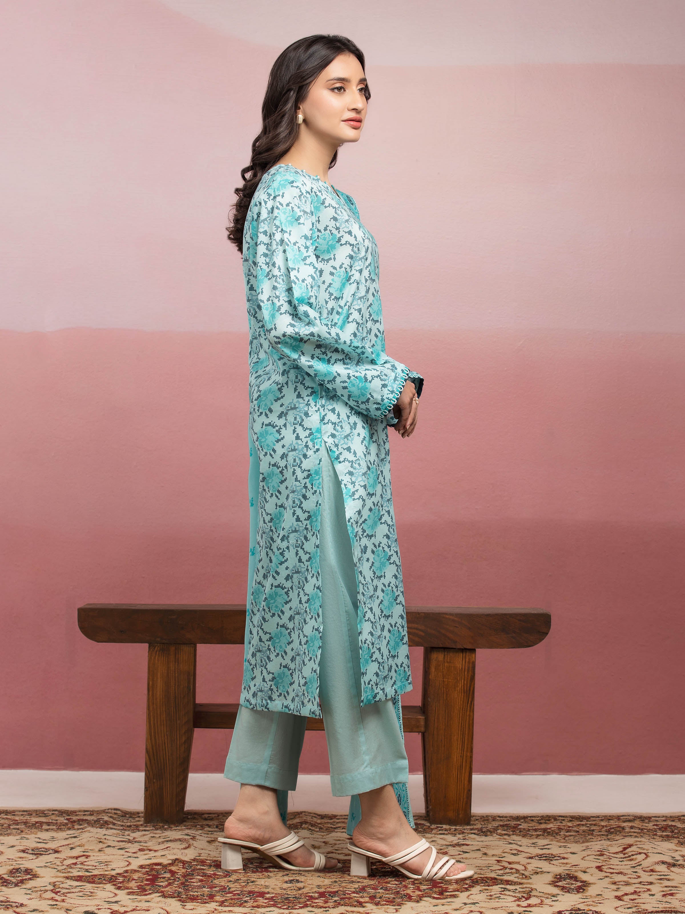 Printed Lawn Suit - EWU5A1-35229-3P - Image 3