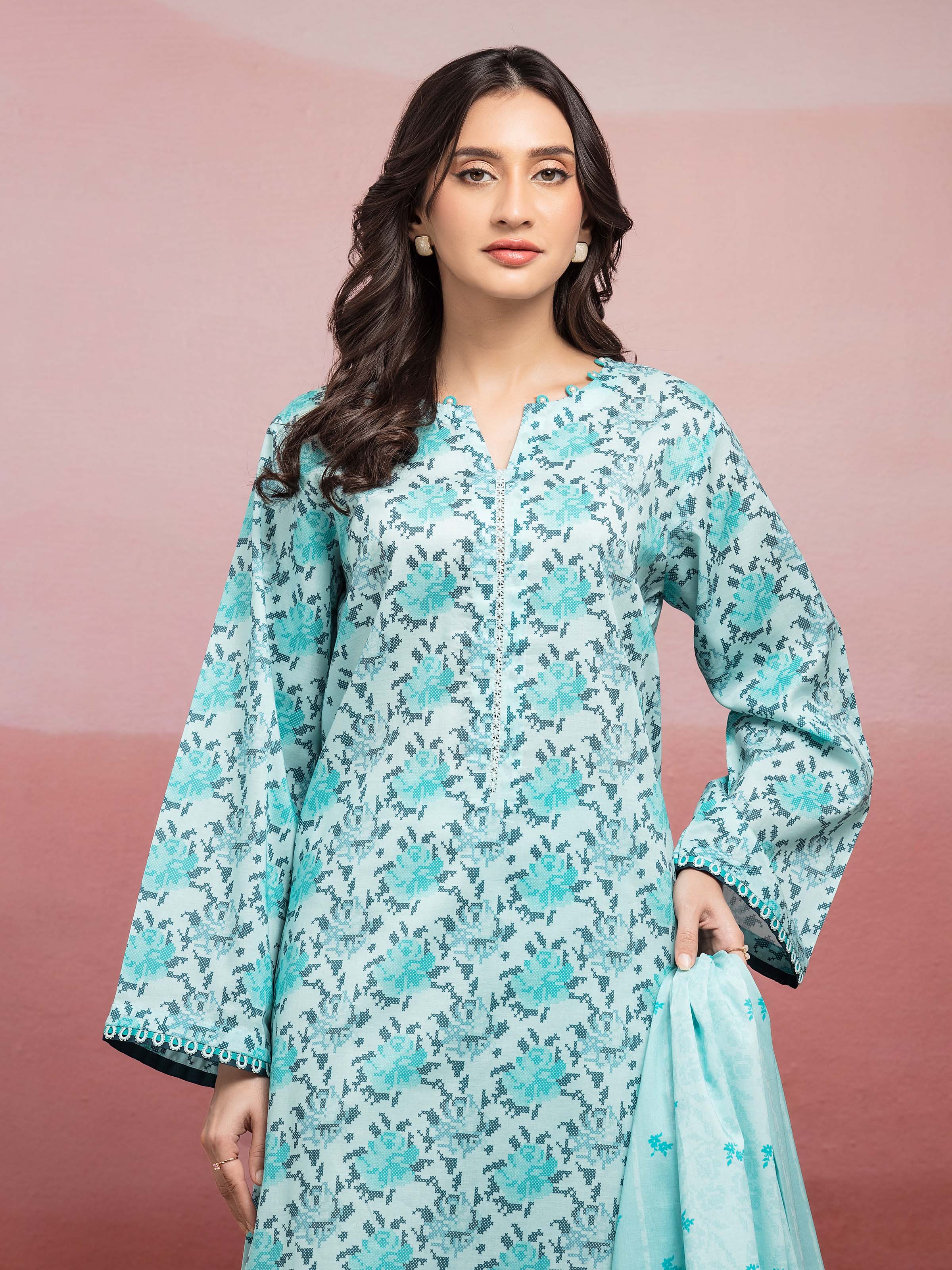 Printed Lawn Suit - EWU5A1-35229-3P - Image 4