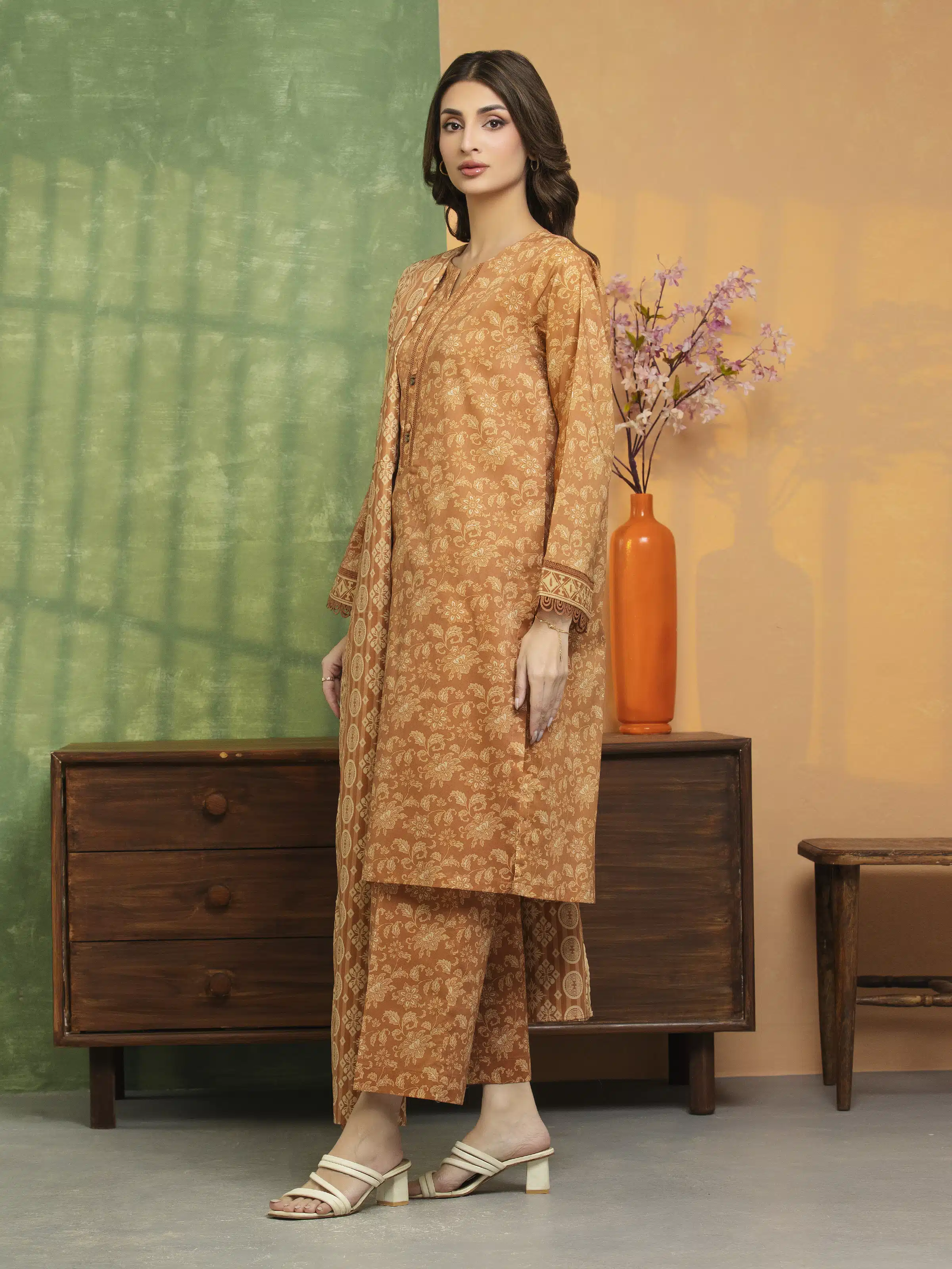 Printed Lawn Suit - EWU5A1-35199-3P - Image 5