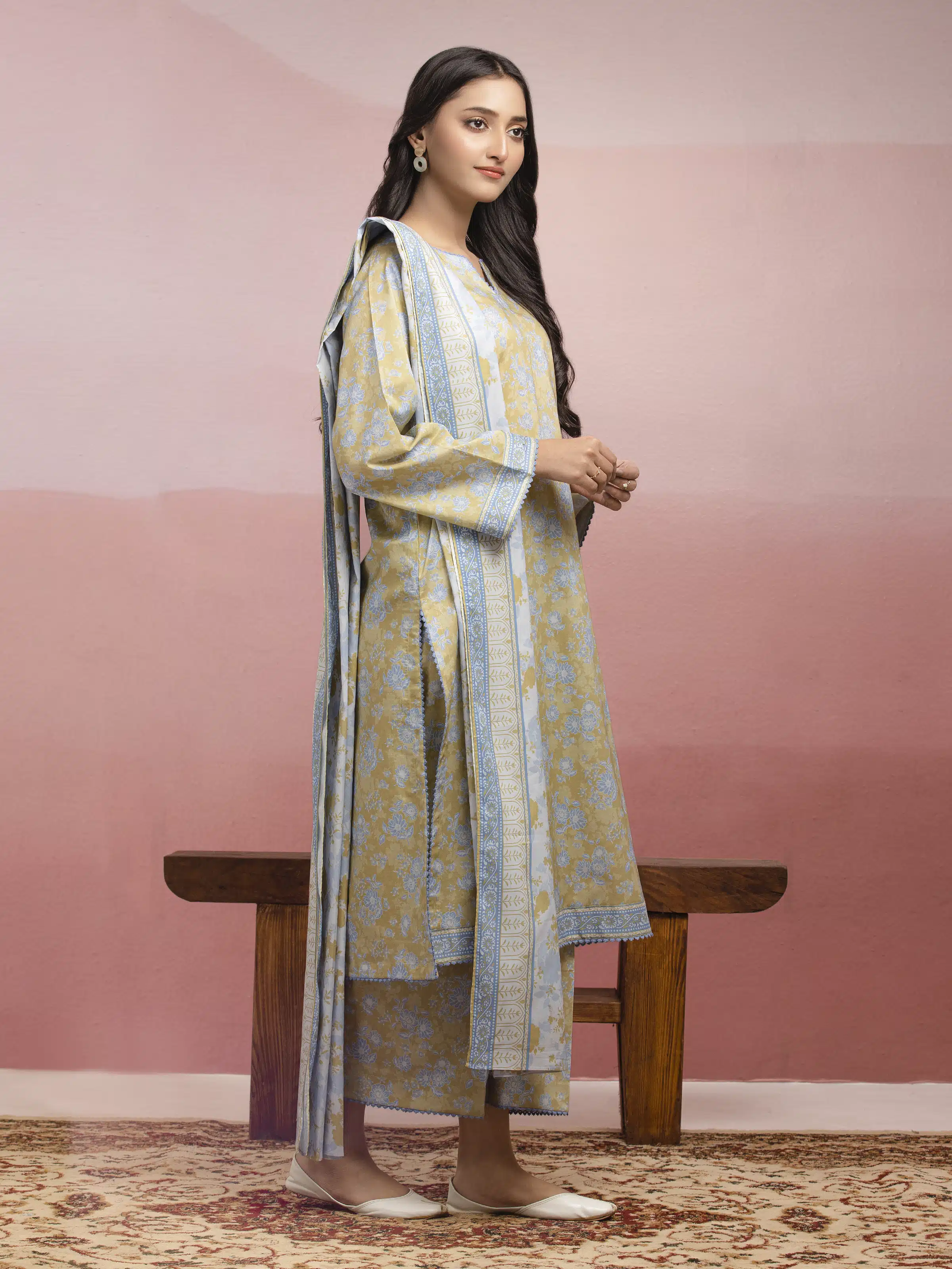 Printed Lawn Suit - EWU5A1-35101-3P - Image 3