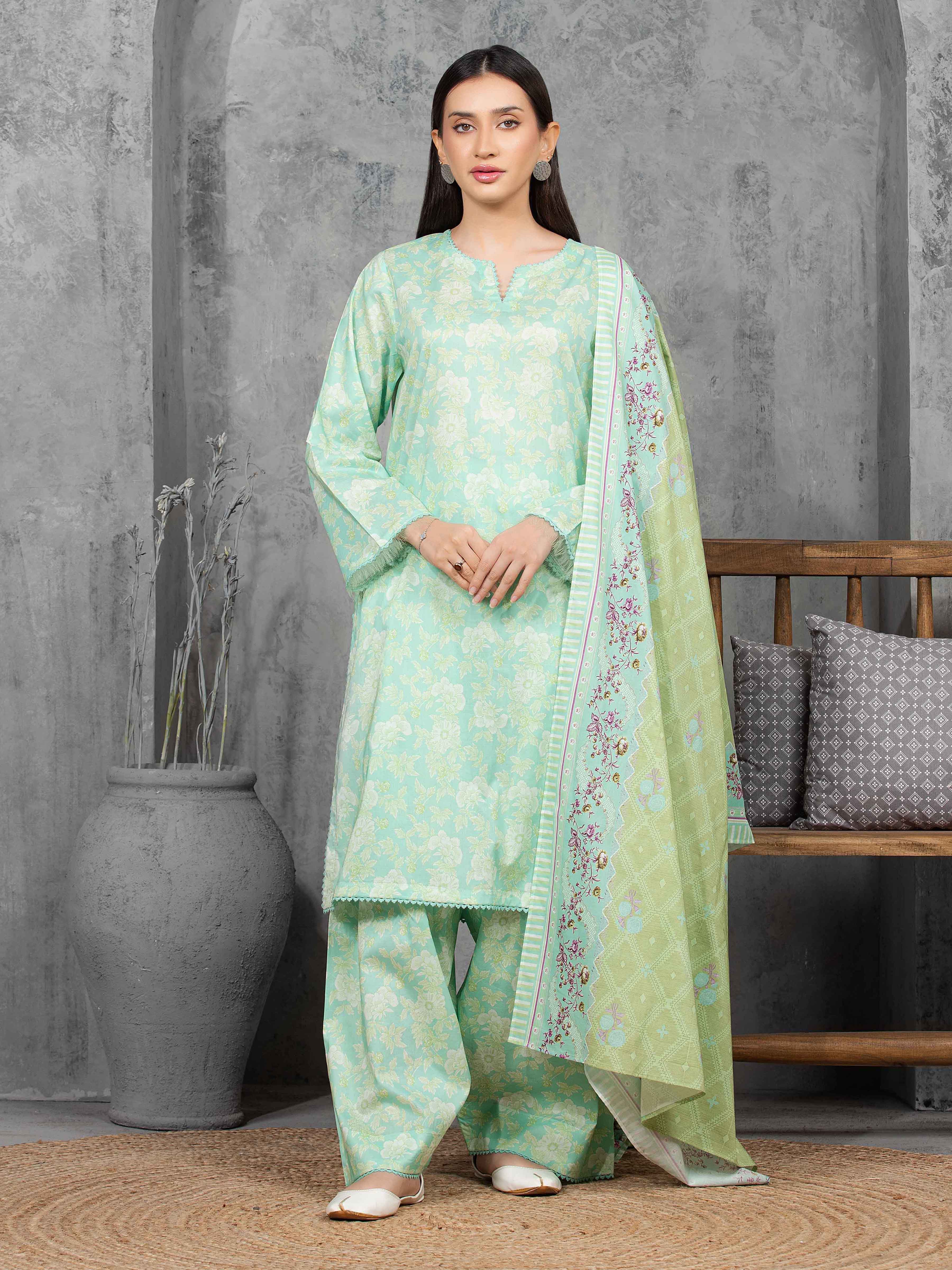 Printed Cambric Suit - EWU5A2-35837-3P
