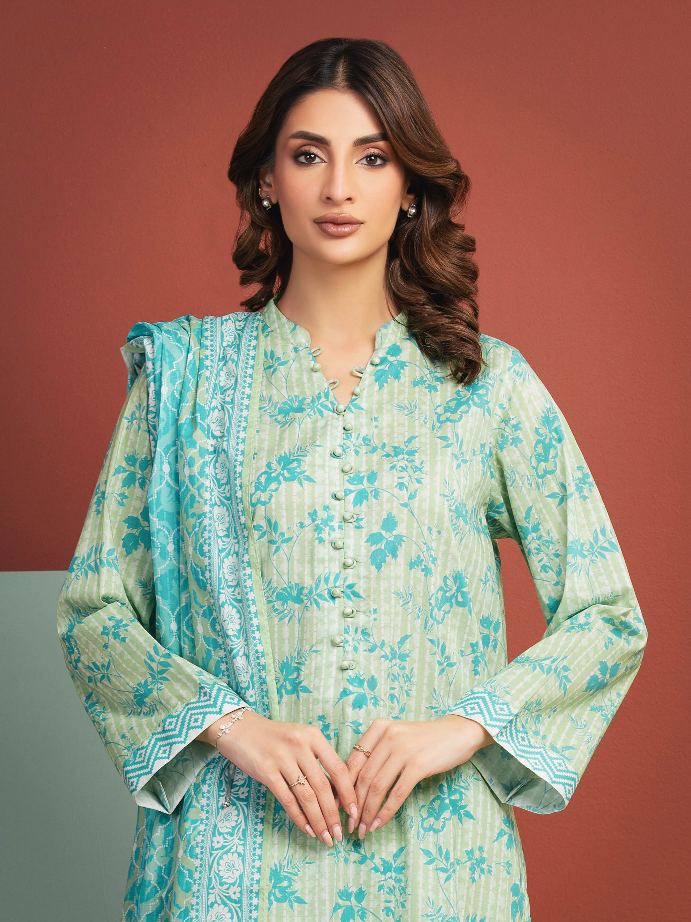 Printed Lawn Suit - EWU5A1-35299-3P - Image 2