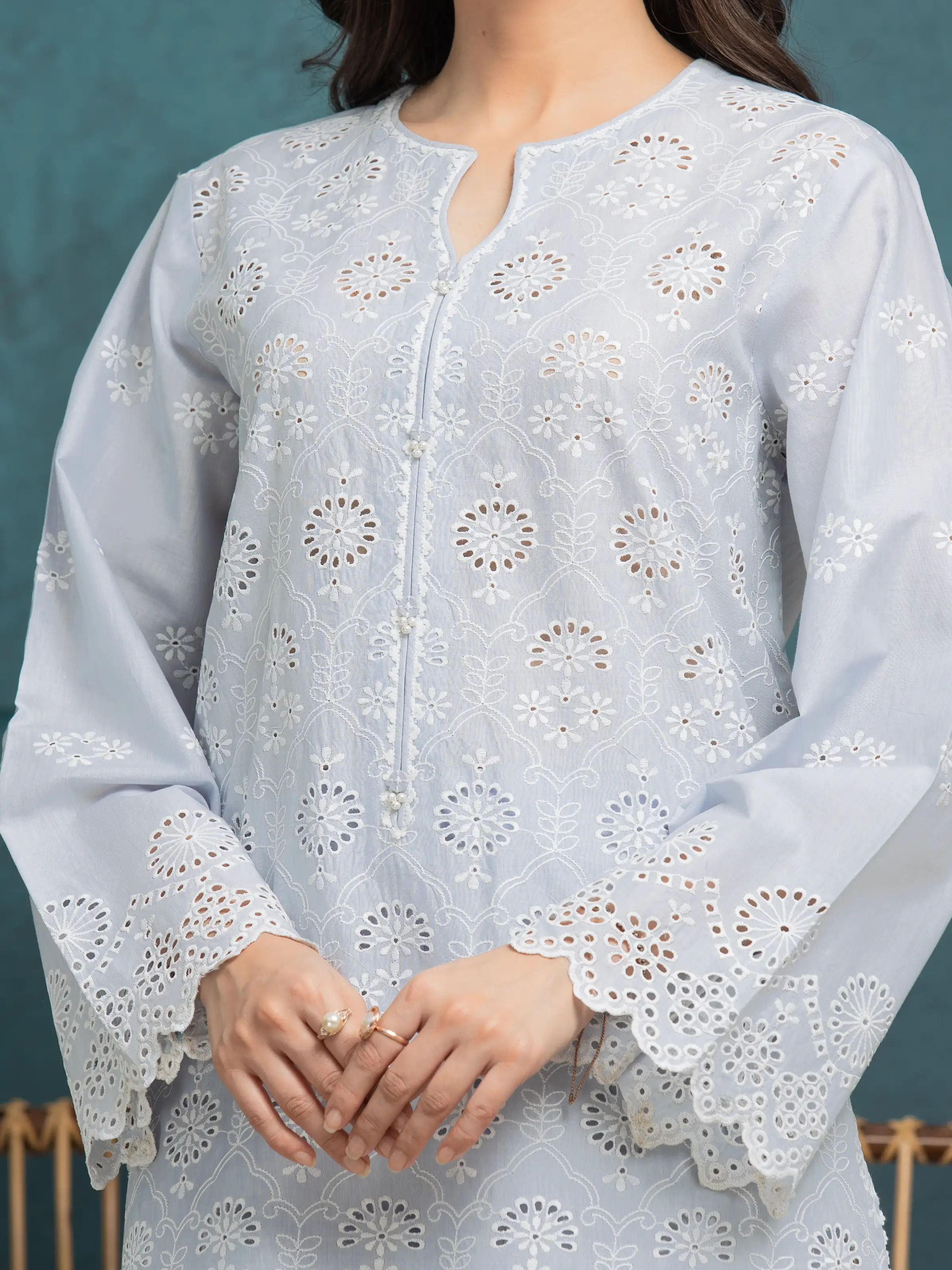 Embroidered Cambric Suit - EWU24V2-31006-3P - Image 3