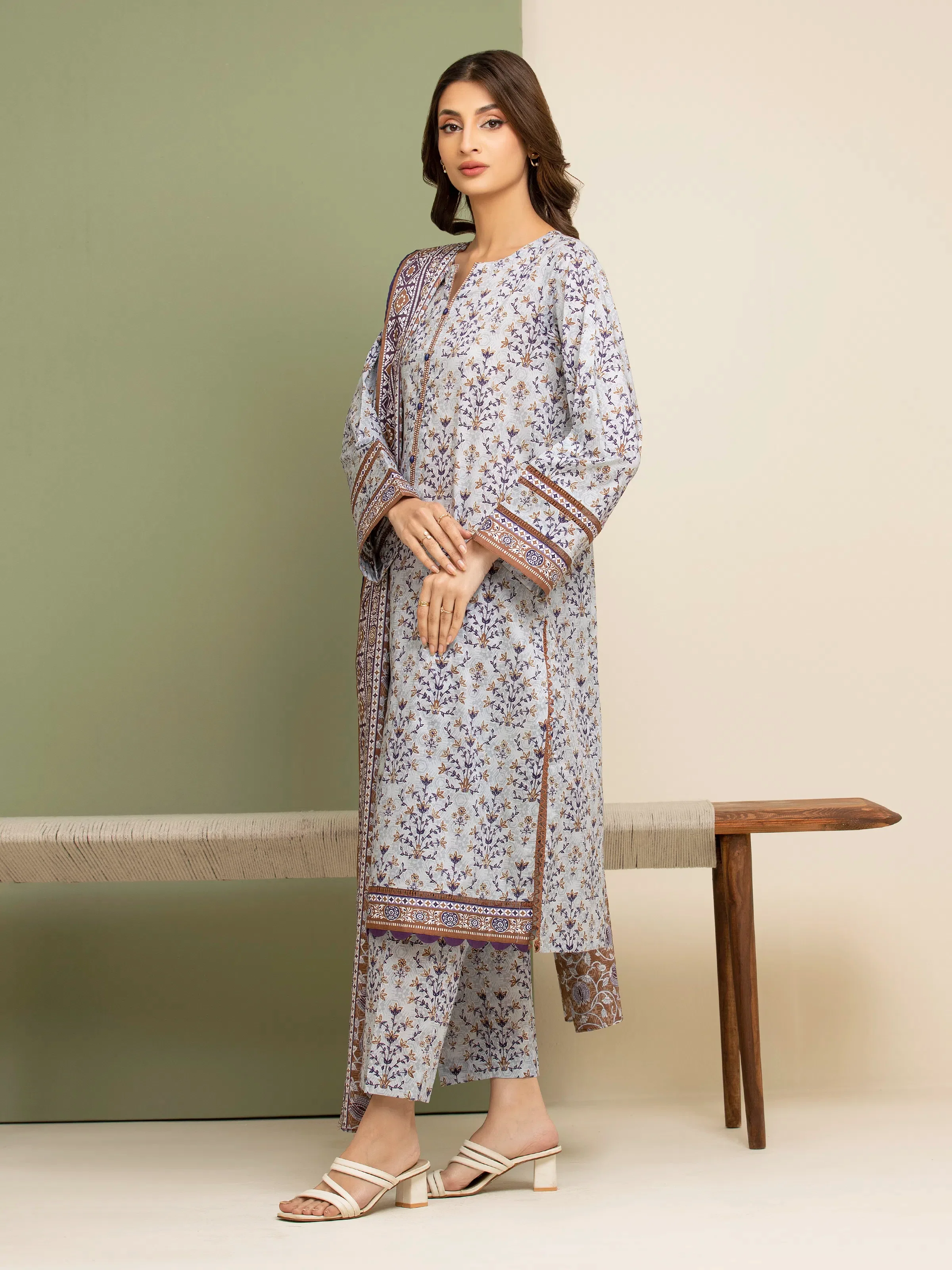 Printed Lawn Suit - EWU5A1-35090-3P - Image 3