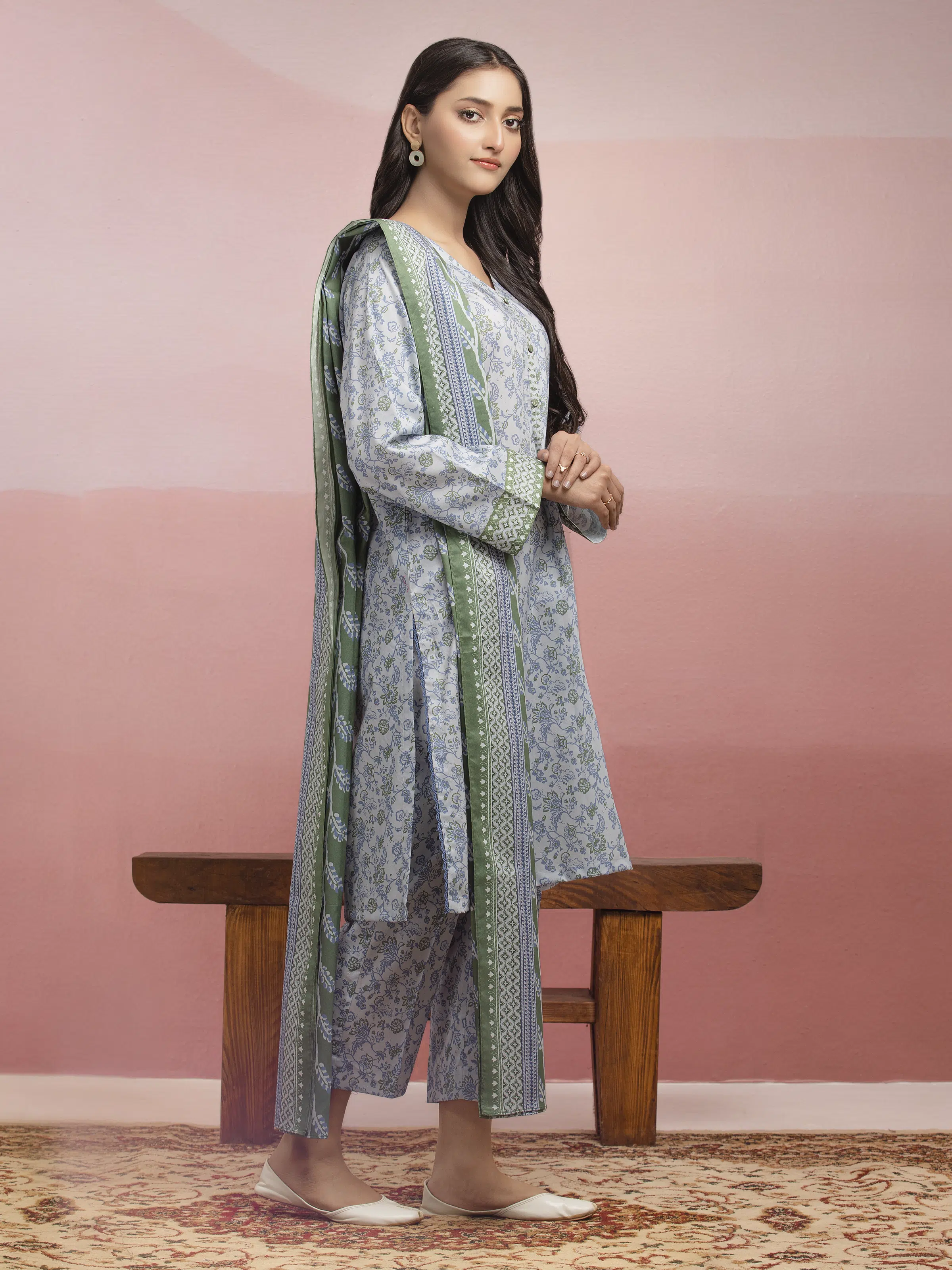 Printed Lawn Suit - EWU5A1-35117-3P - Image 3