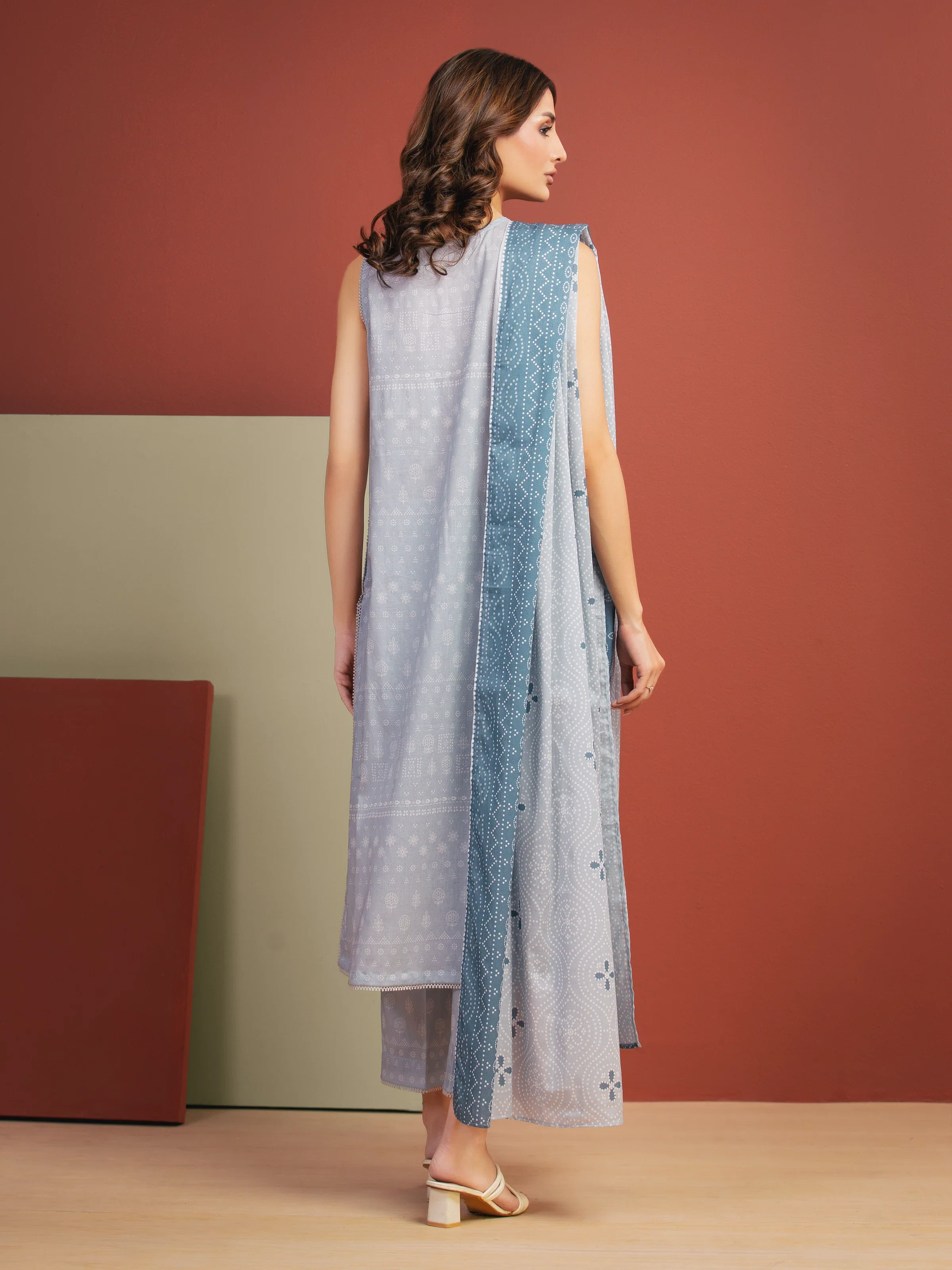 Printed Lawn Suit - EWU5A1-35279-3P - Image 5