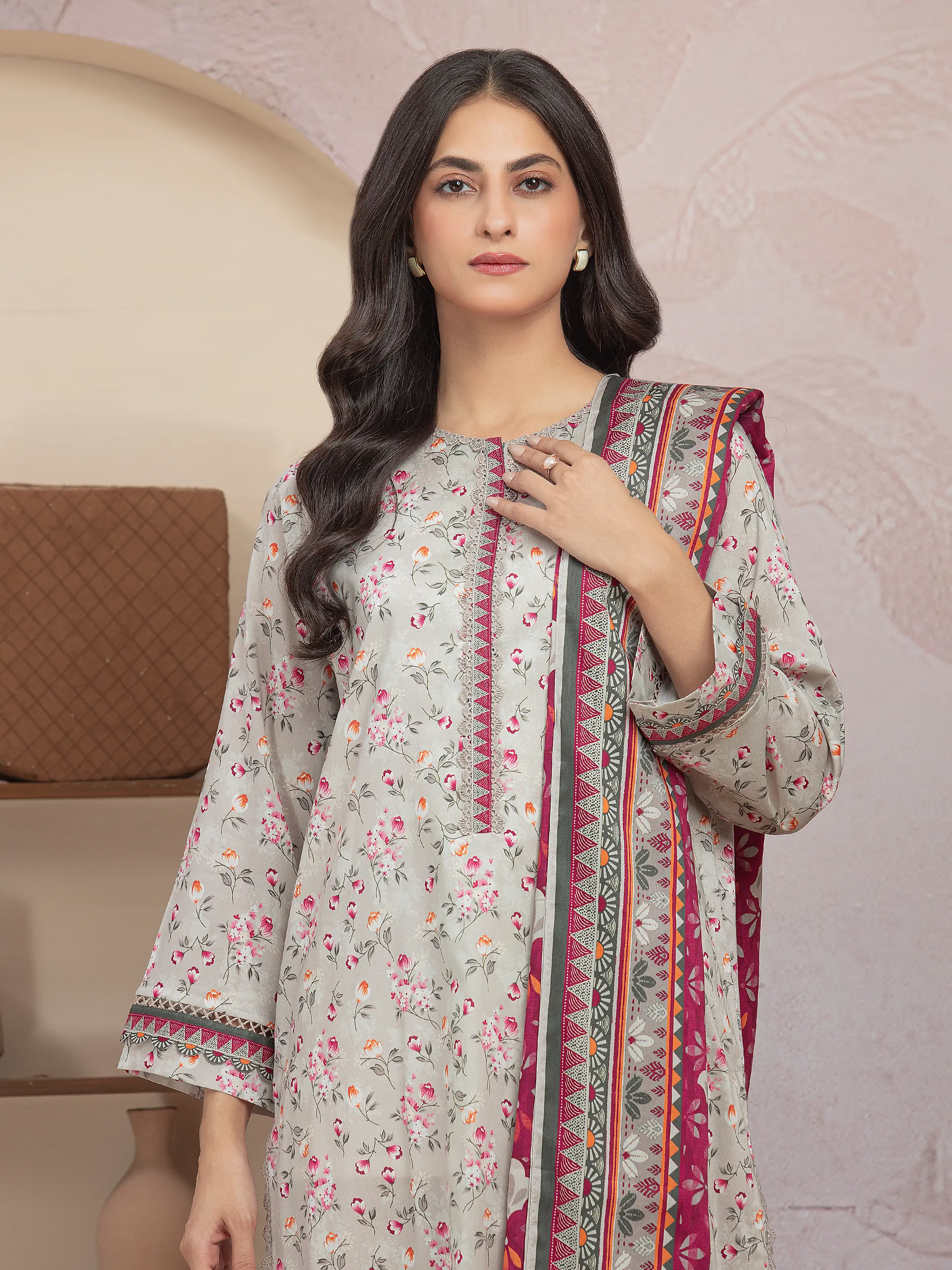 Printed Lawn Suit - EWU5A1-35029-3P - Image 3
