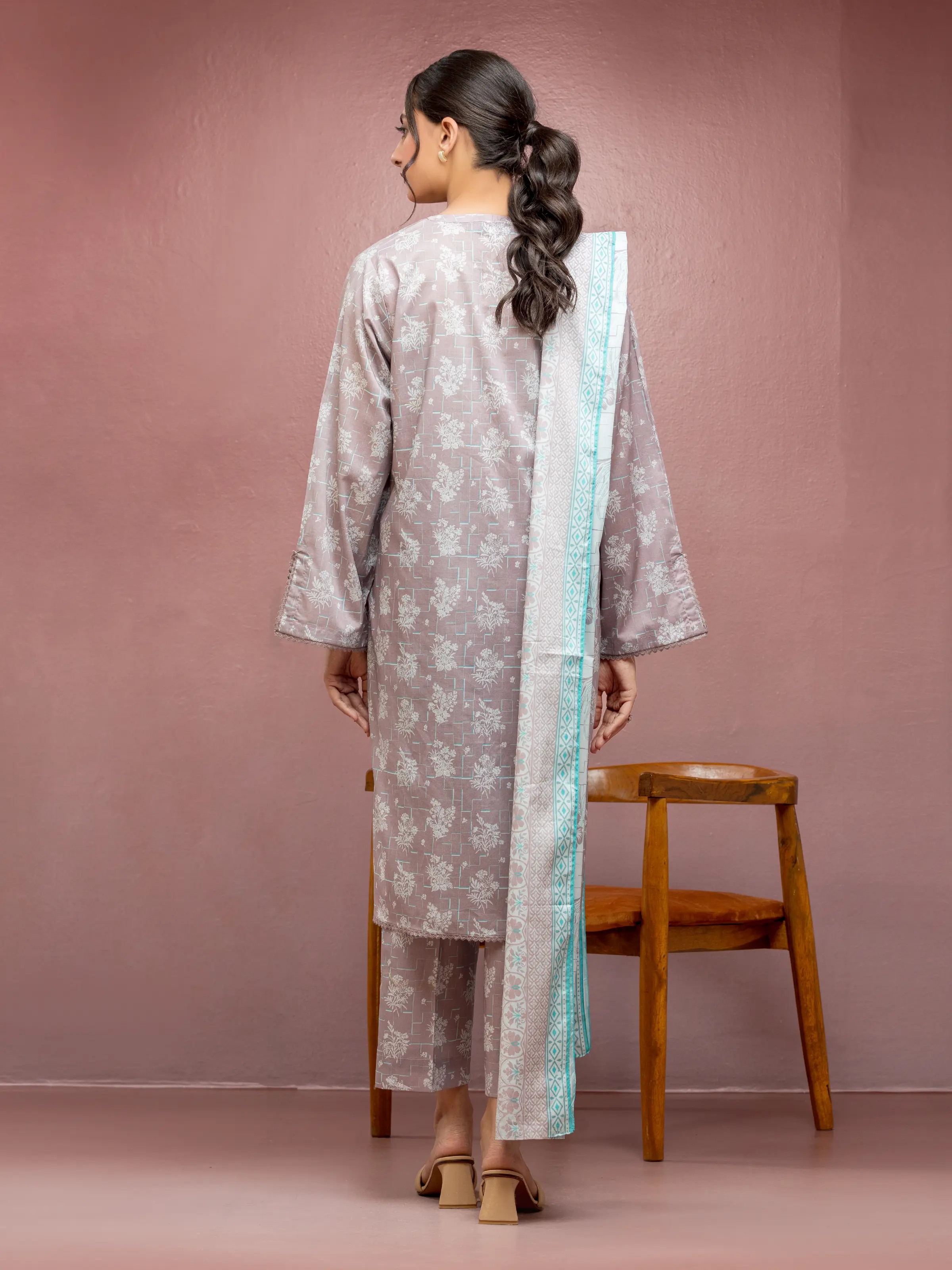 Printed Lawn Suit - EWU5A1-35093-3P - Image 2