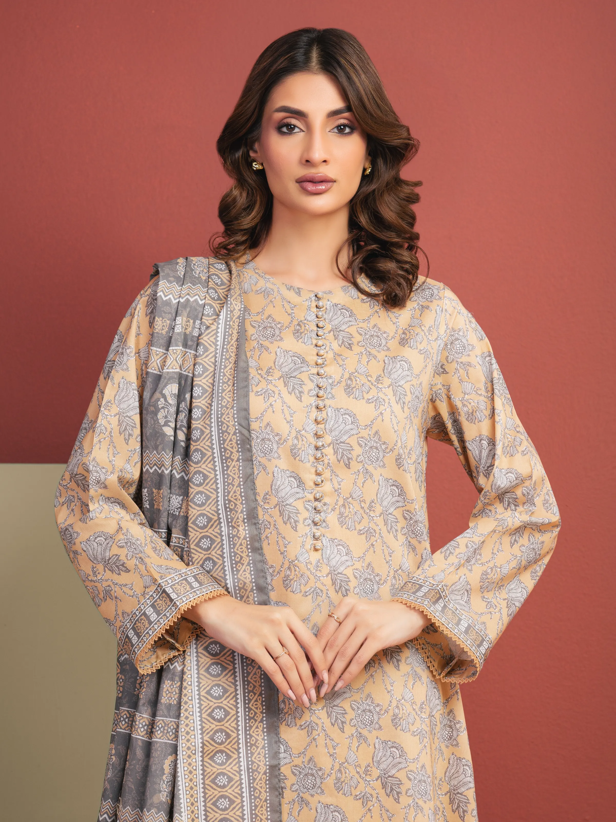 Printed Lawn Suit - EWU5A1-35327-3P - Image 2