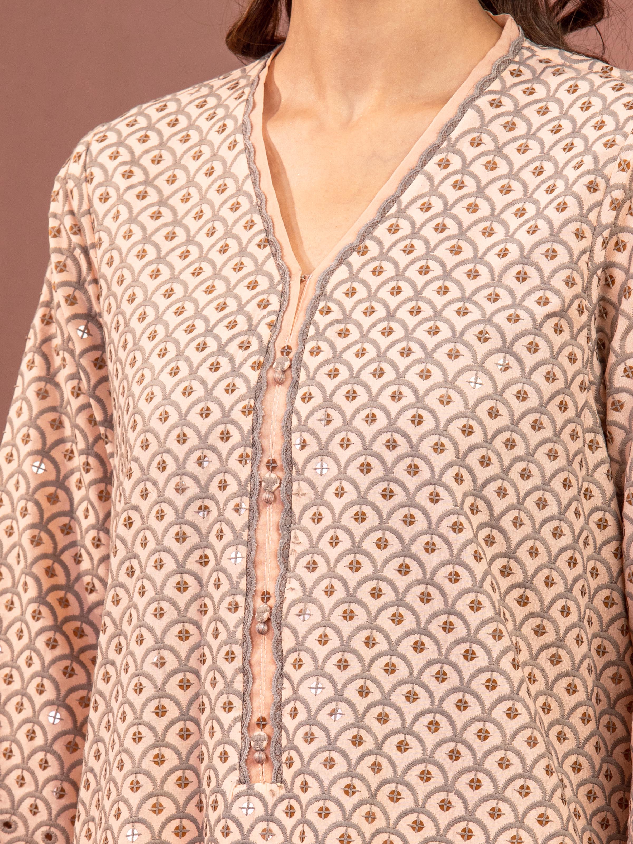 Embroidered Cambric Suit - EWU5V2-31825-3P - Image 3