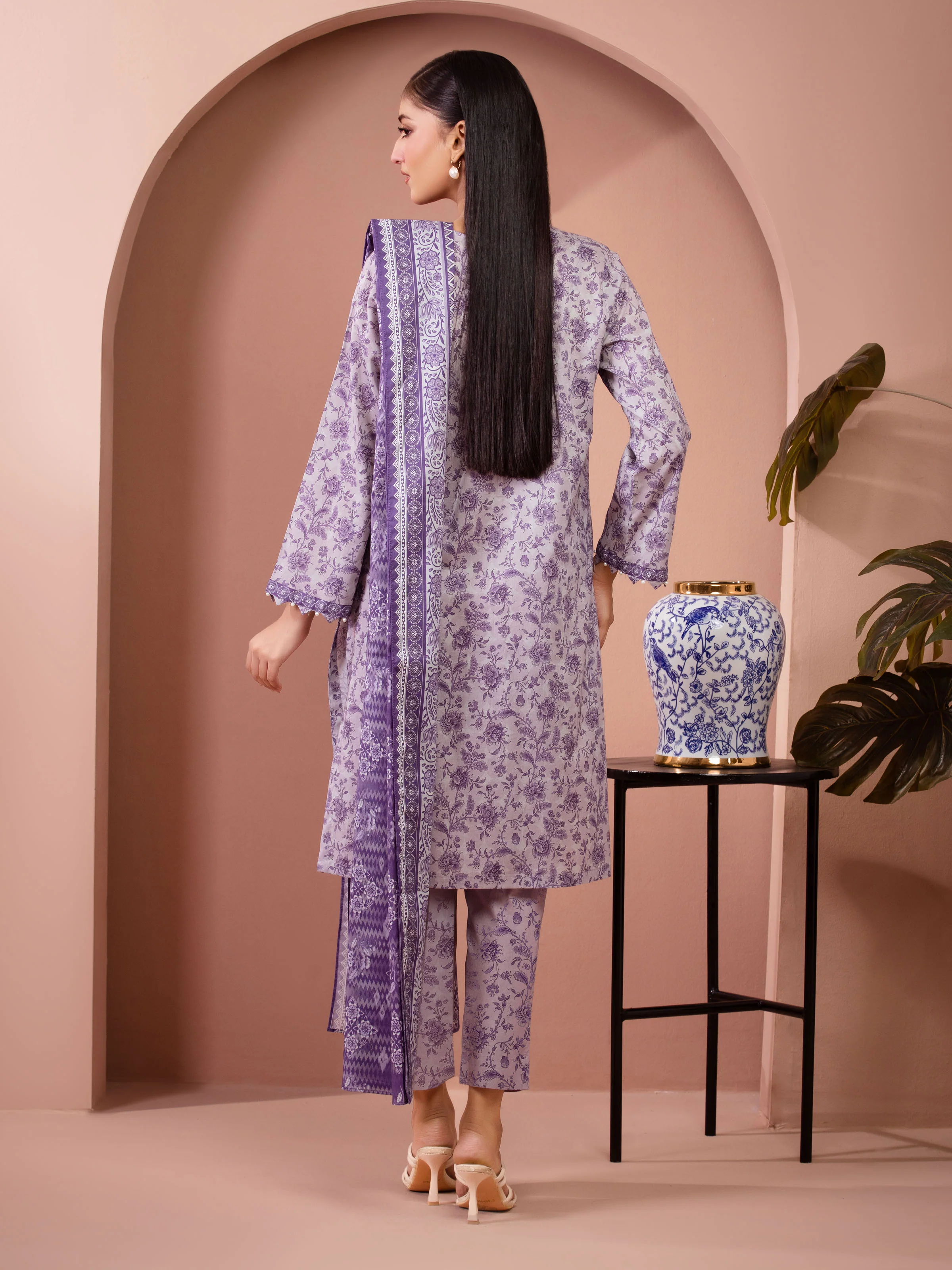Printed Lawn Suit - EWU5A1-35193-3P - Image 6