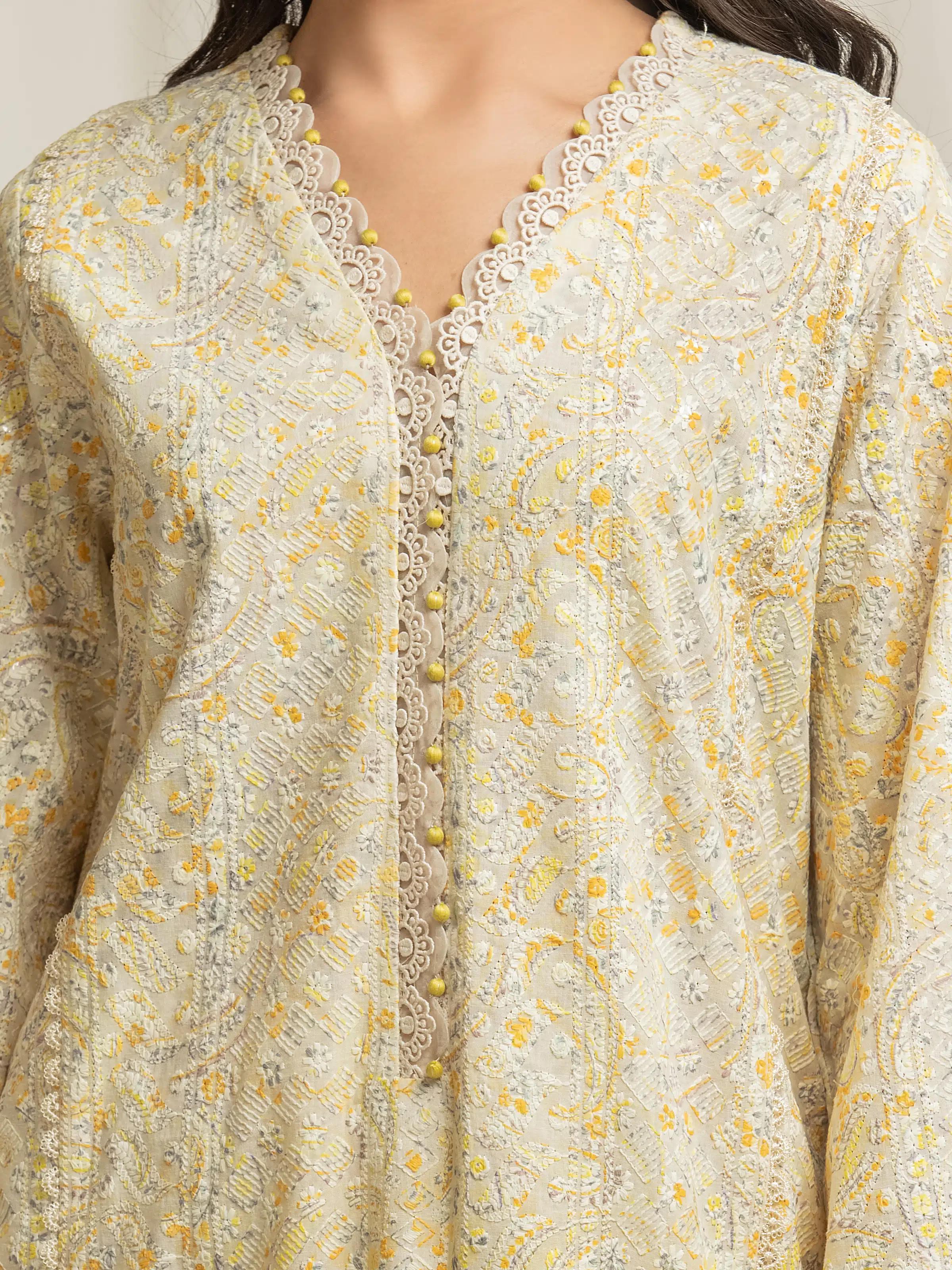 Embroidered Cambric Suit - EWU6V2-33502-3P - Image 4