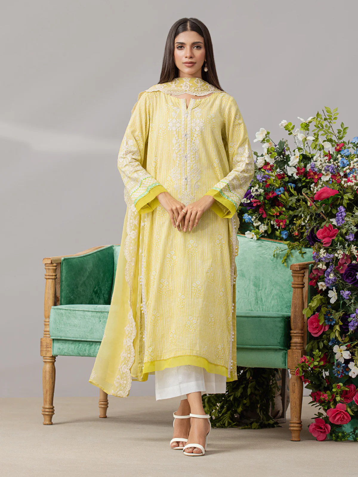 Embroidered Lawn Shirt Dupatta - EWU22V1-26510SD
