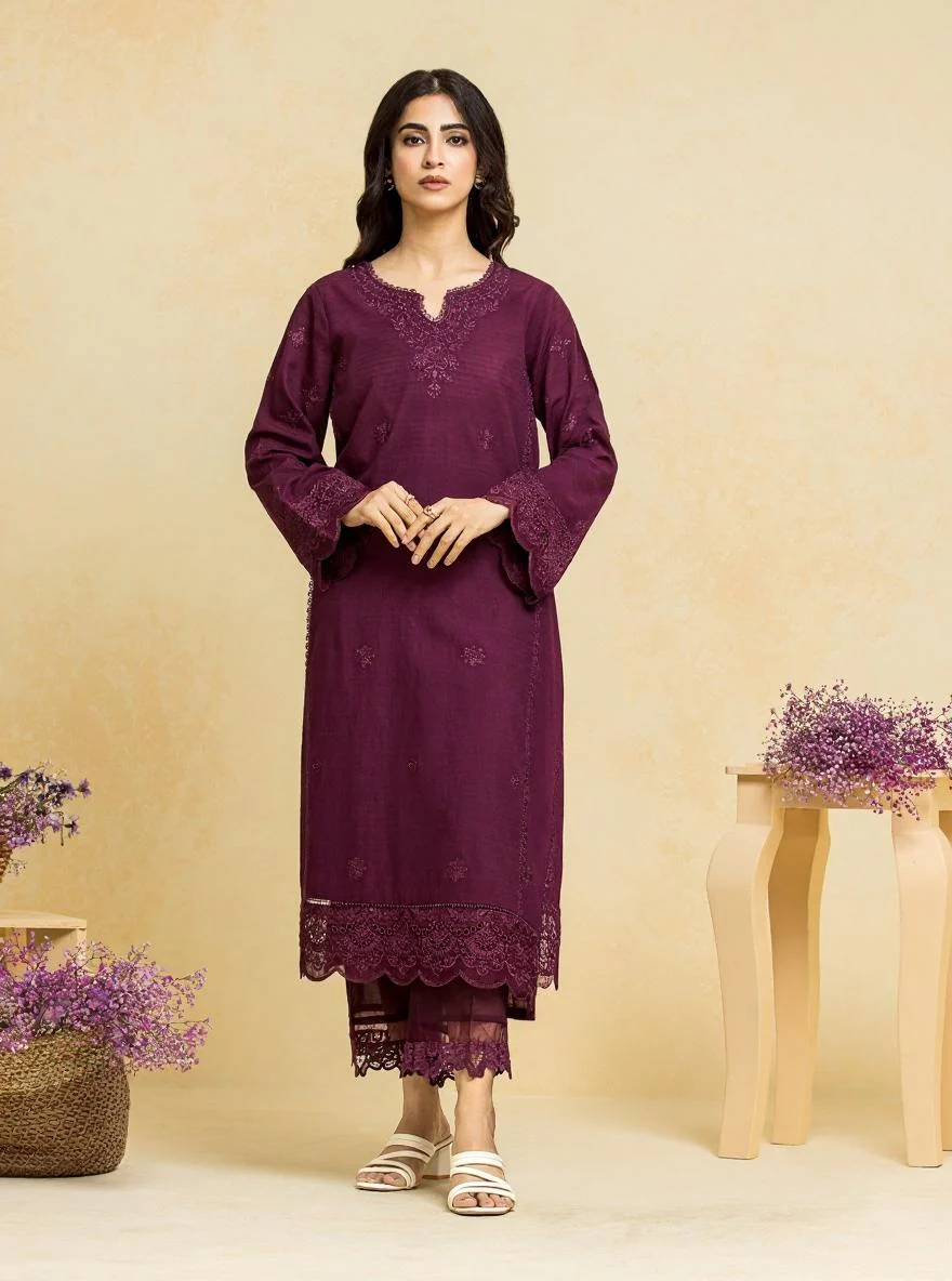 Embroidered Dobby Shirt Trouser - EWU24V7-28781ST