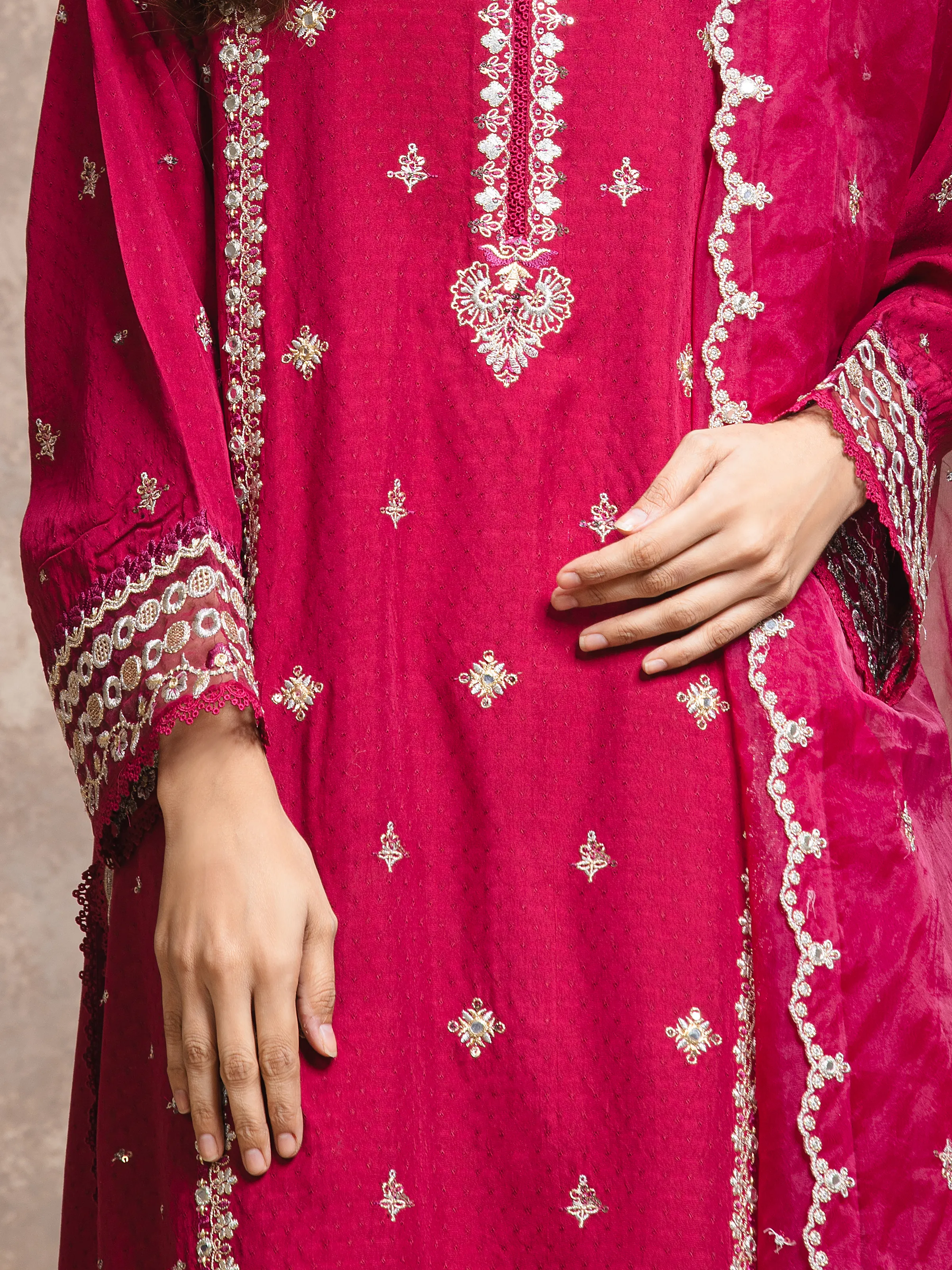 Embroidered Viscose Suit - EWU5V19-32028-3P - Image 3