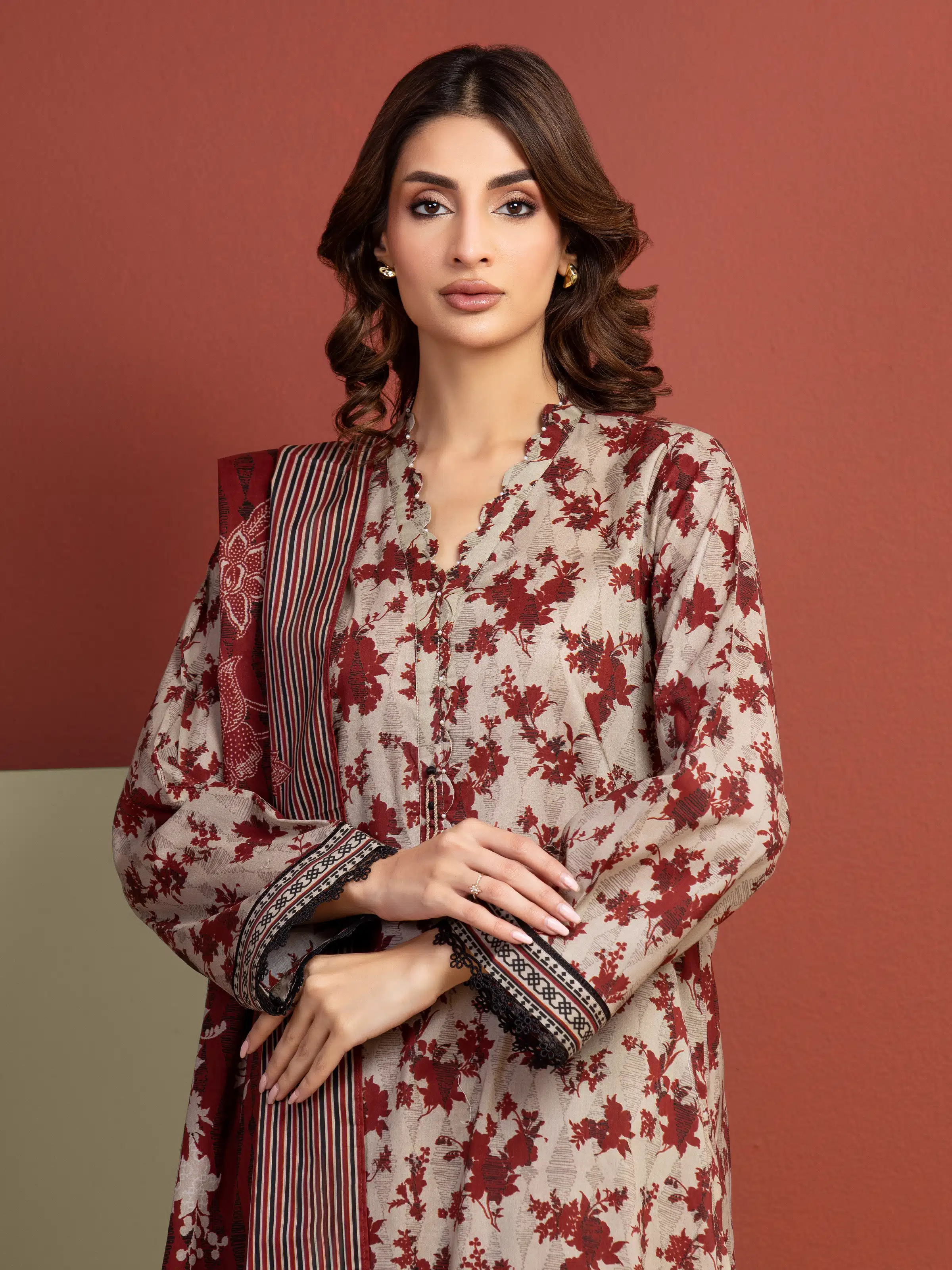 Printed Lawn Suit - EWU5A1-35305-3P - Image 2