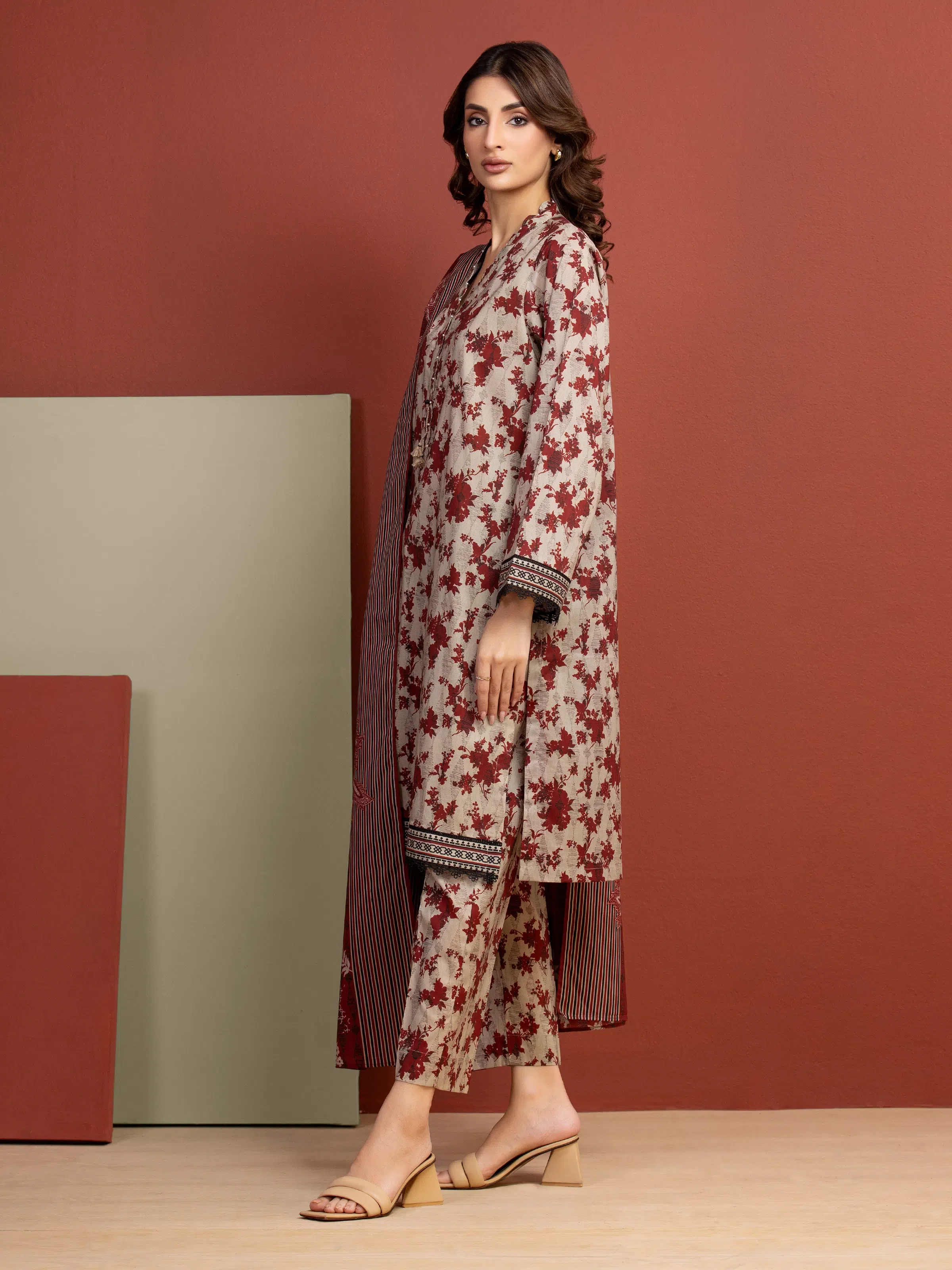 Printed Lawn Suit - EWU5A1-35305-3P - Image 5