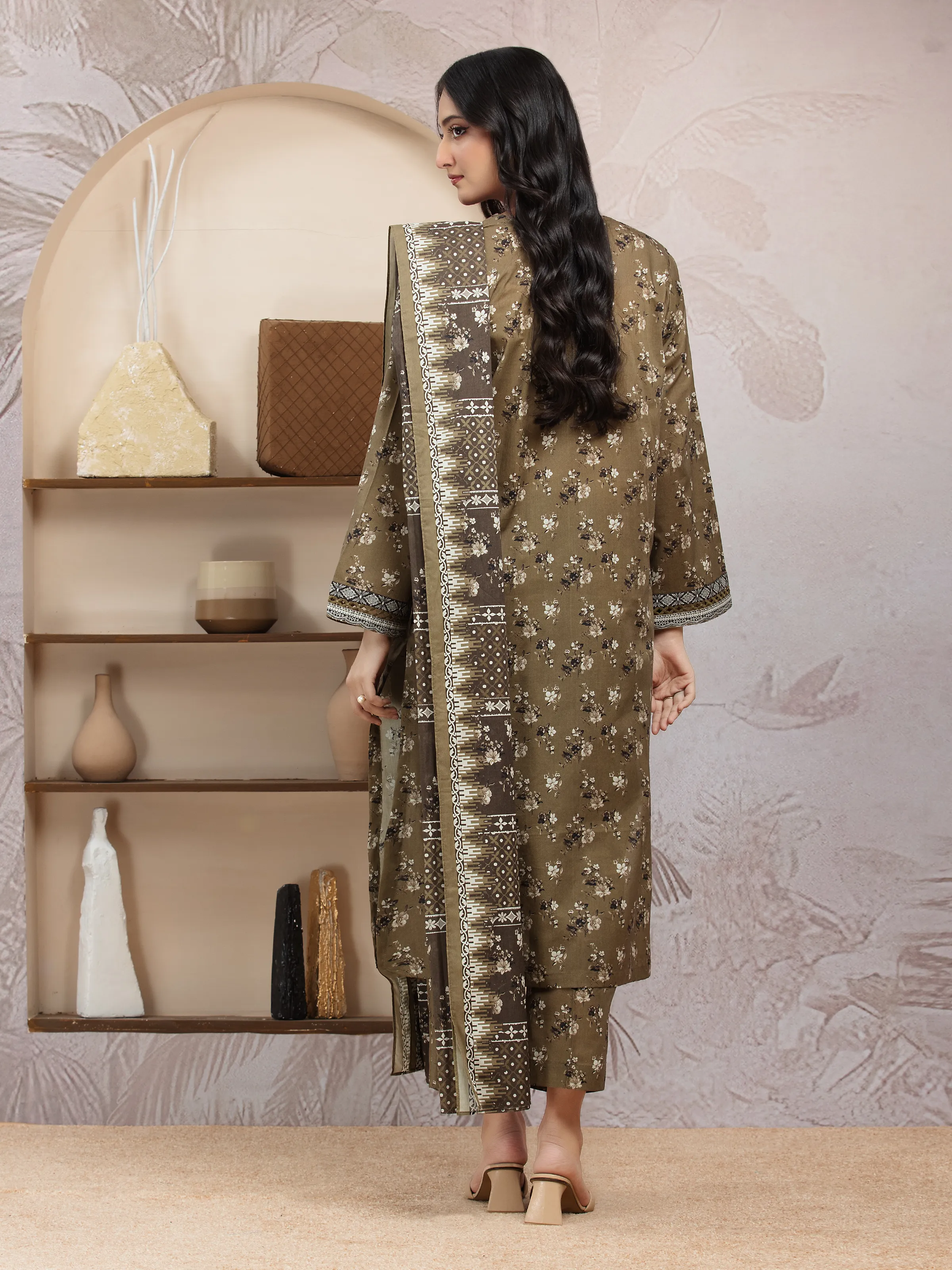 Printed Khaddar Shirt Dupatta - EWU24A3-29832SD - Image 5